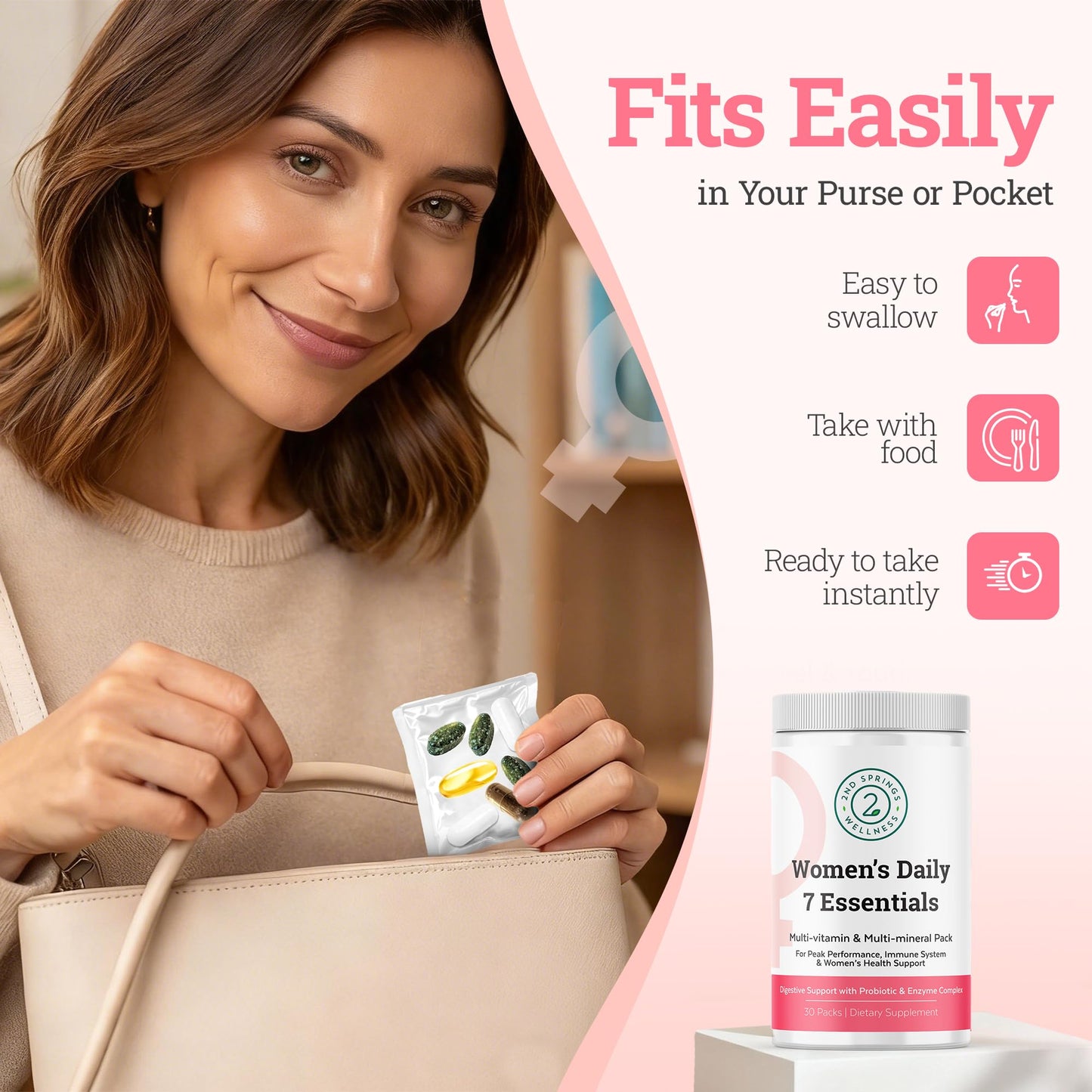 2nd Springs Daily 7 Essentials Women's Vitamin Pack Capsules, 30 Count