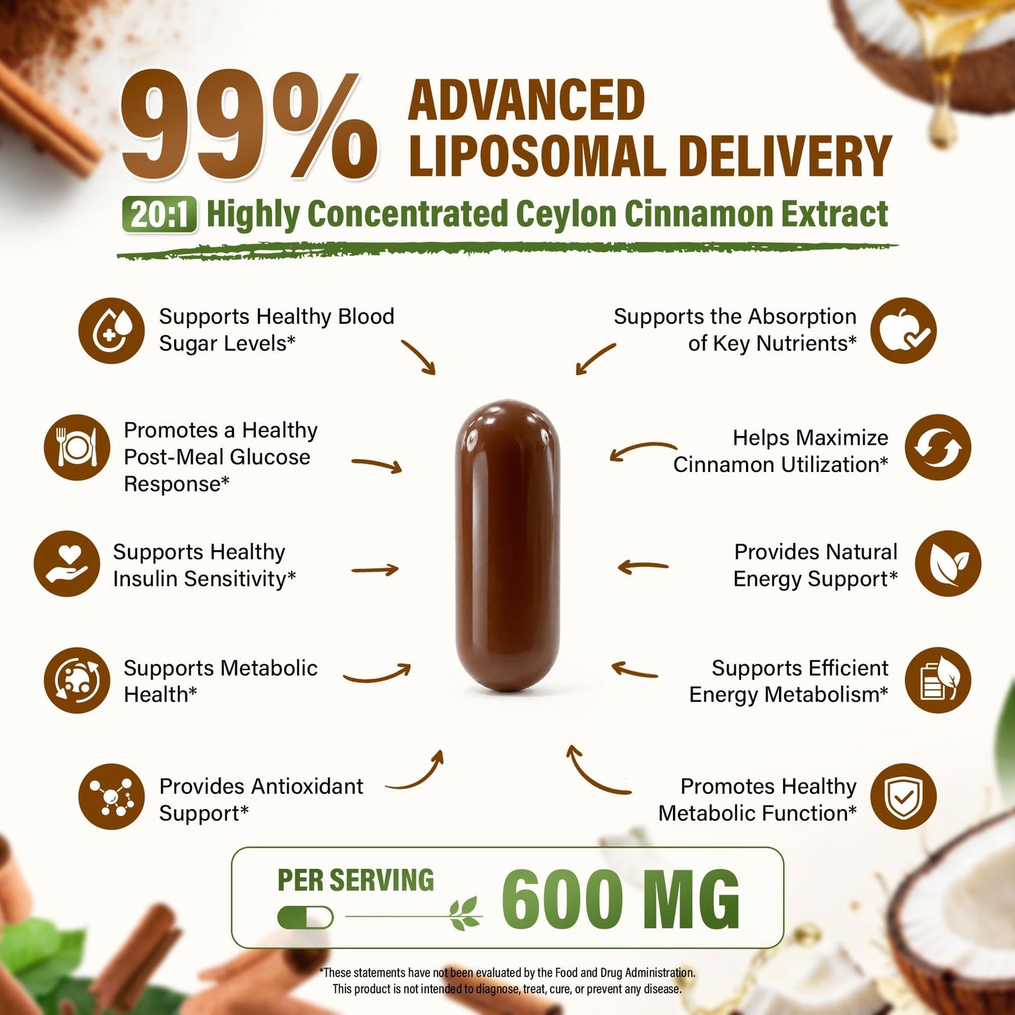 Pikeda Organic Ceylon Cinnamon Softgels with MCT Oil, 120 Softgels