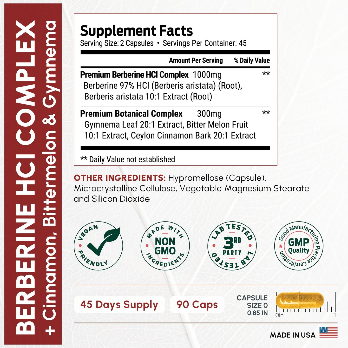 ForestLeaf Berberine Supplement Capsule, 90 Count