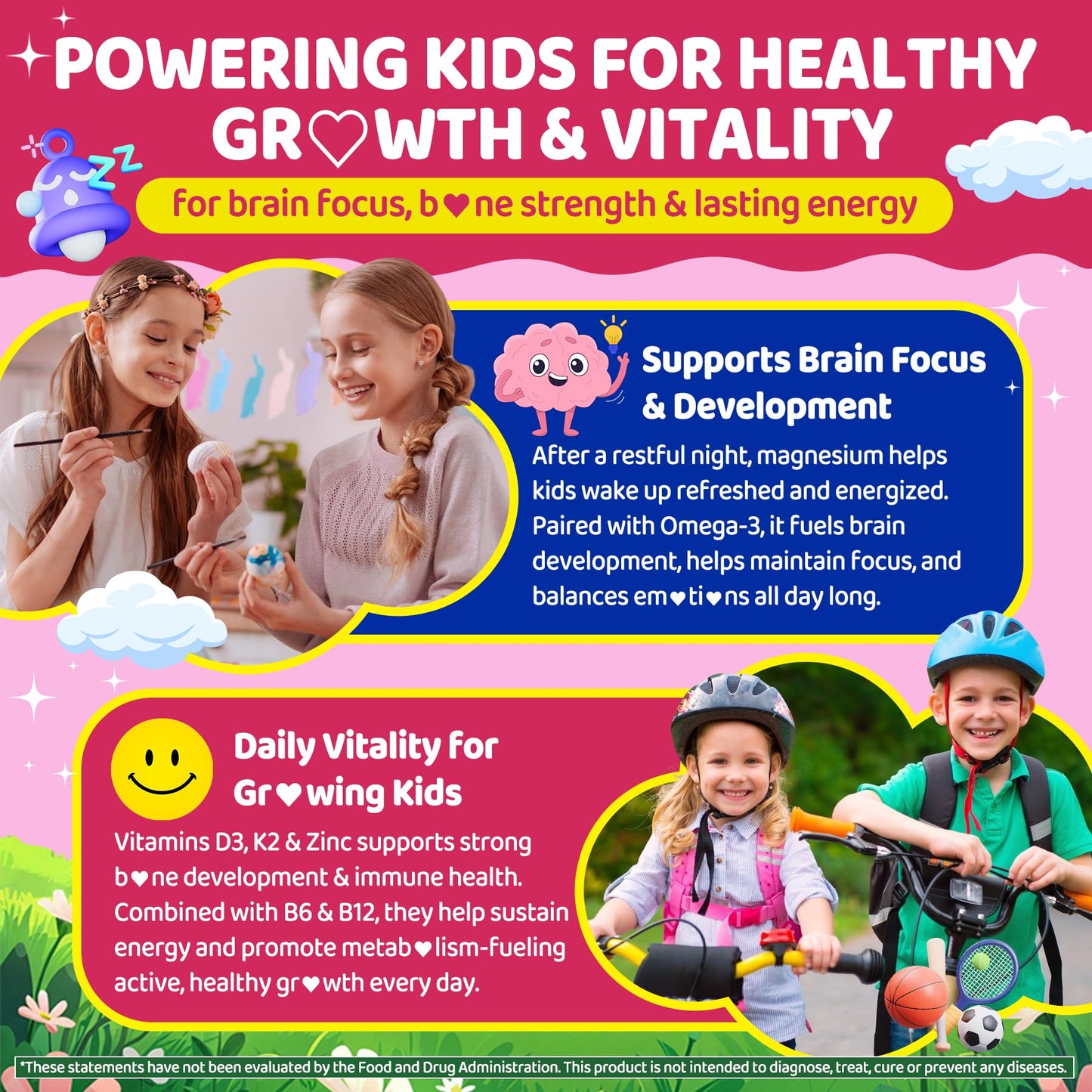 LILICARE Kids Calm Magnesium Glycinate Gummies, 60 Count
