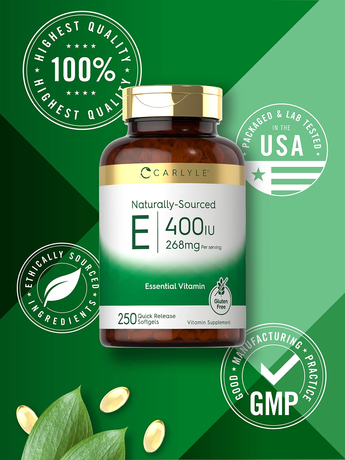 Carlyle Vitamin E 400 IU Softgel 250 Count