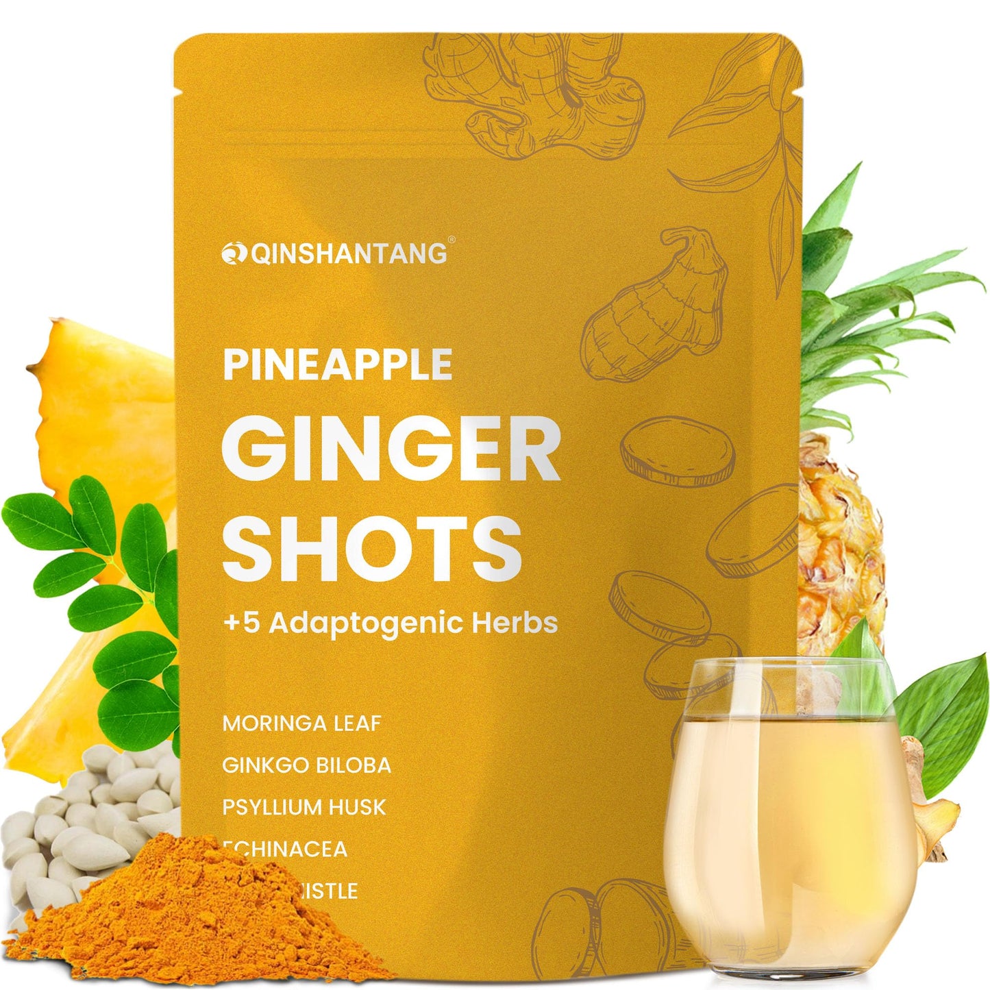 QIN SHAN TANG Pineapple Ginger Shots Powder 6.35 Oz