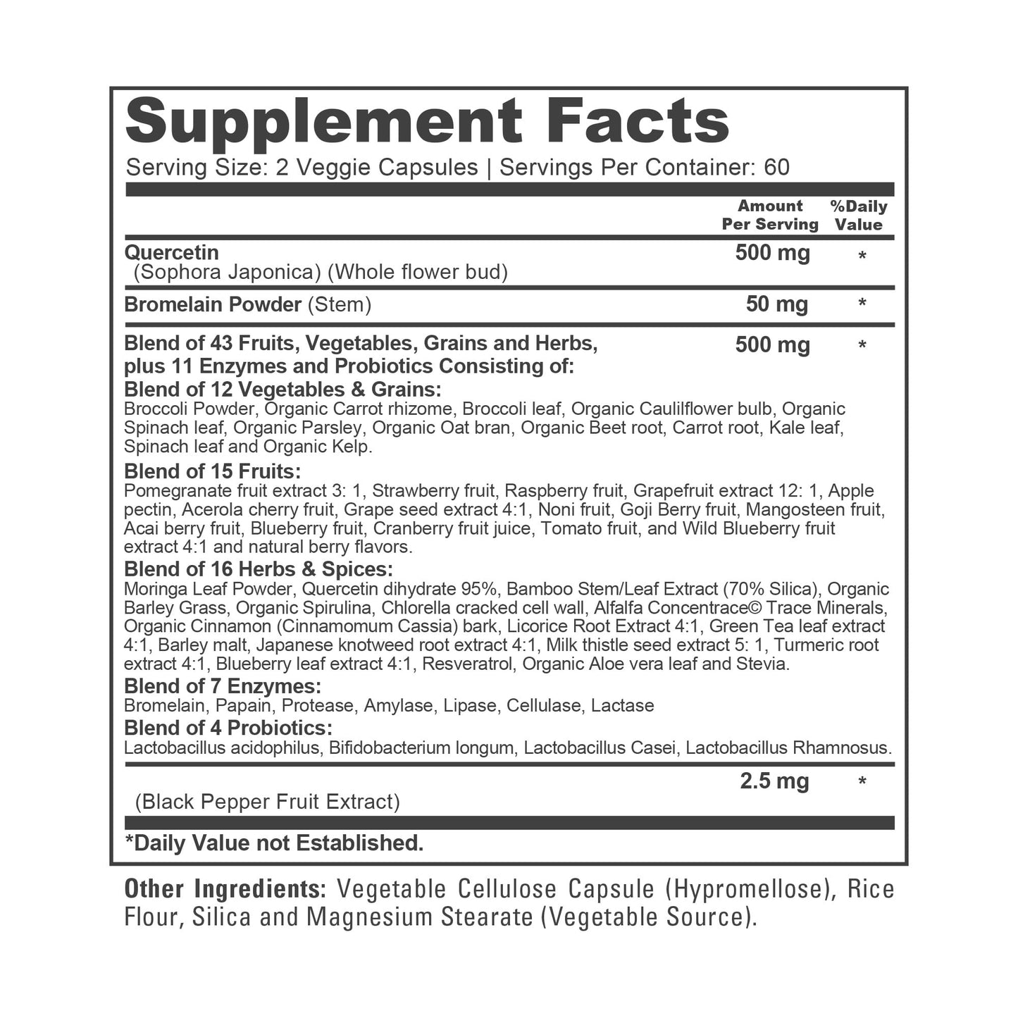 NusaPure Quercetin with Bromelain Capsules, 120 Count