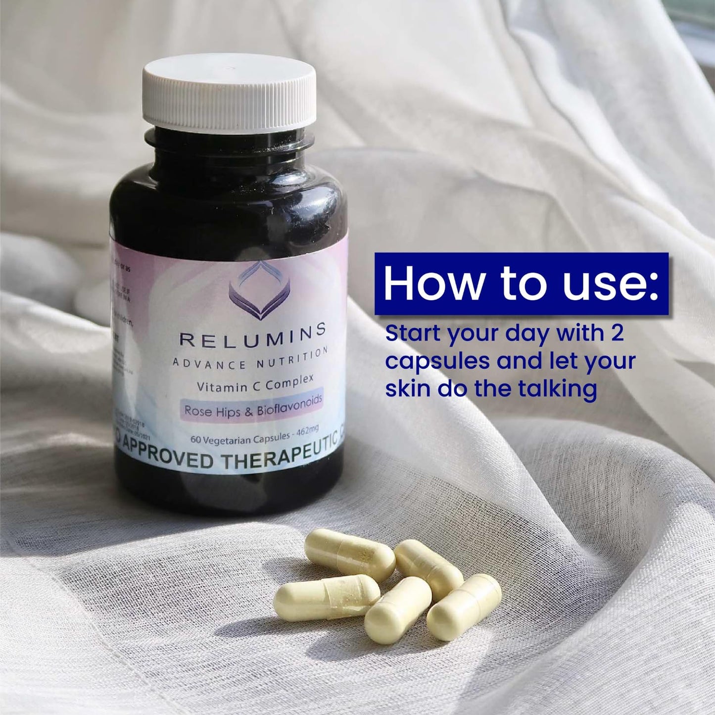 Relumins Advanced Power Set – Derm 1650mg Glutathione Complex & Vitamin C – 180 Capsules
