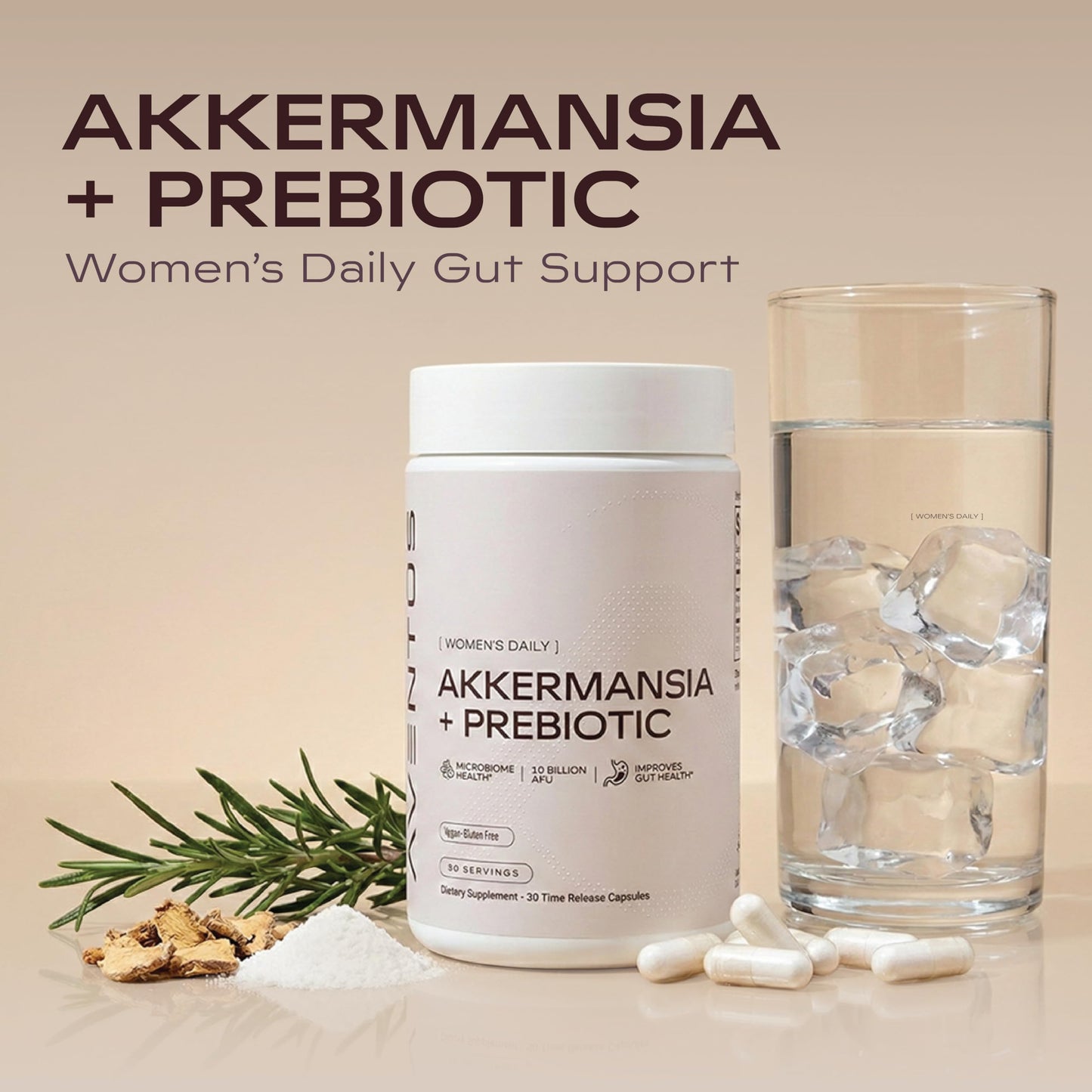 Aventus Women's Daily Akkermansia + Prebiotic, 10 Billion AFU, 30 Capsules
