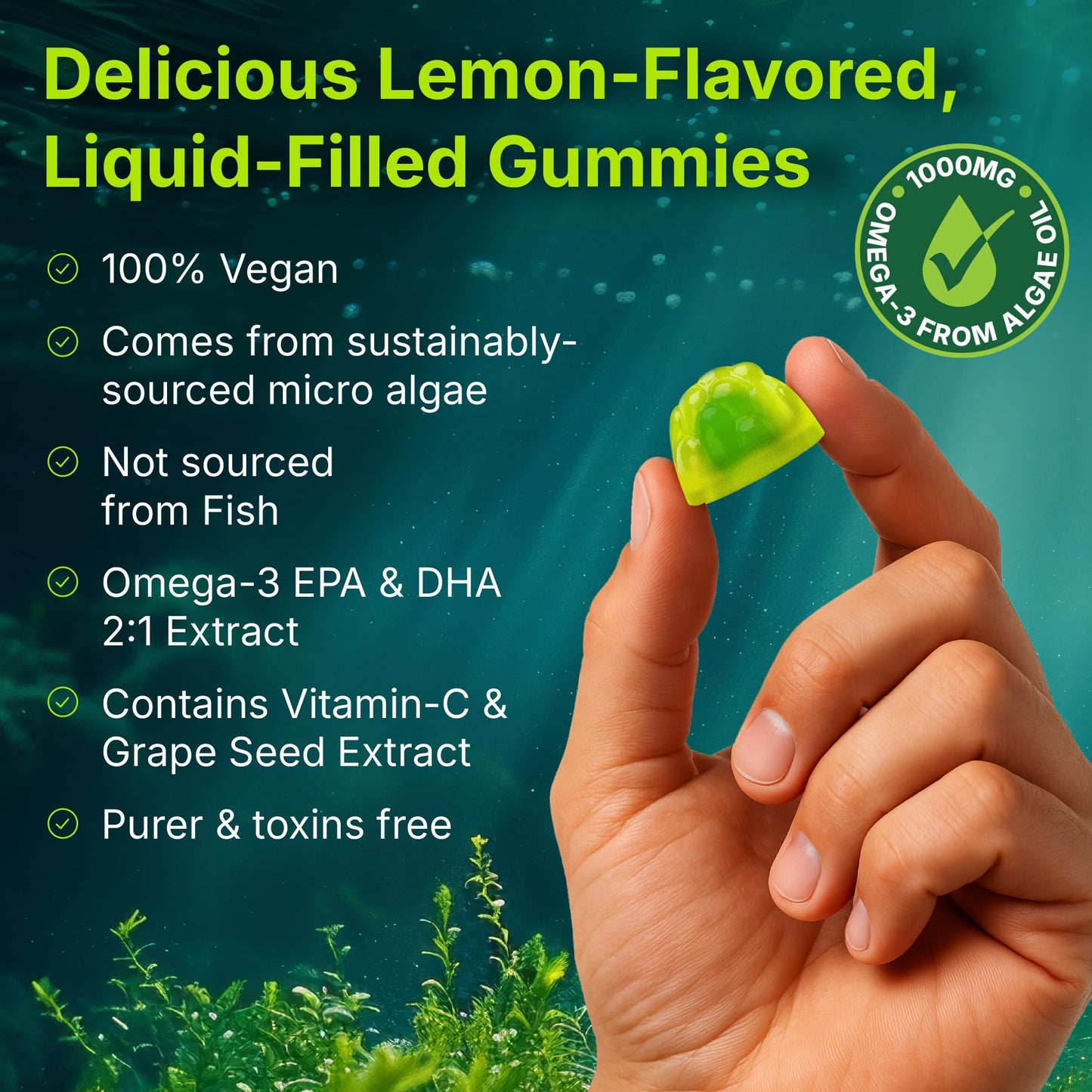 Yi Nutrition Marine Algae Omega 3 Gummies, 60 Ct