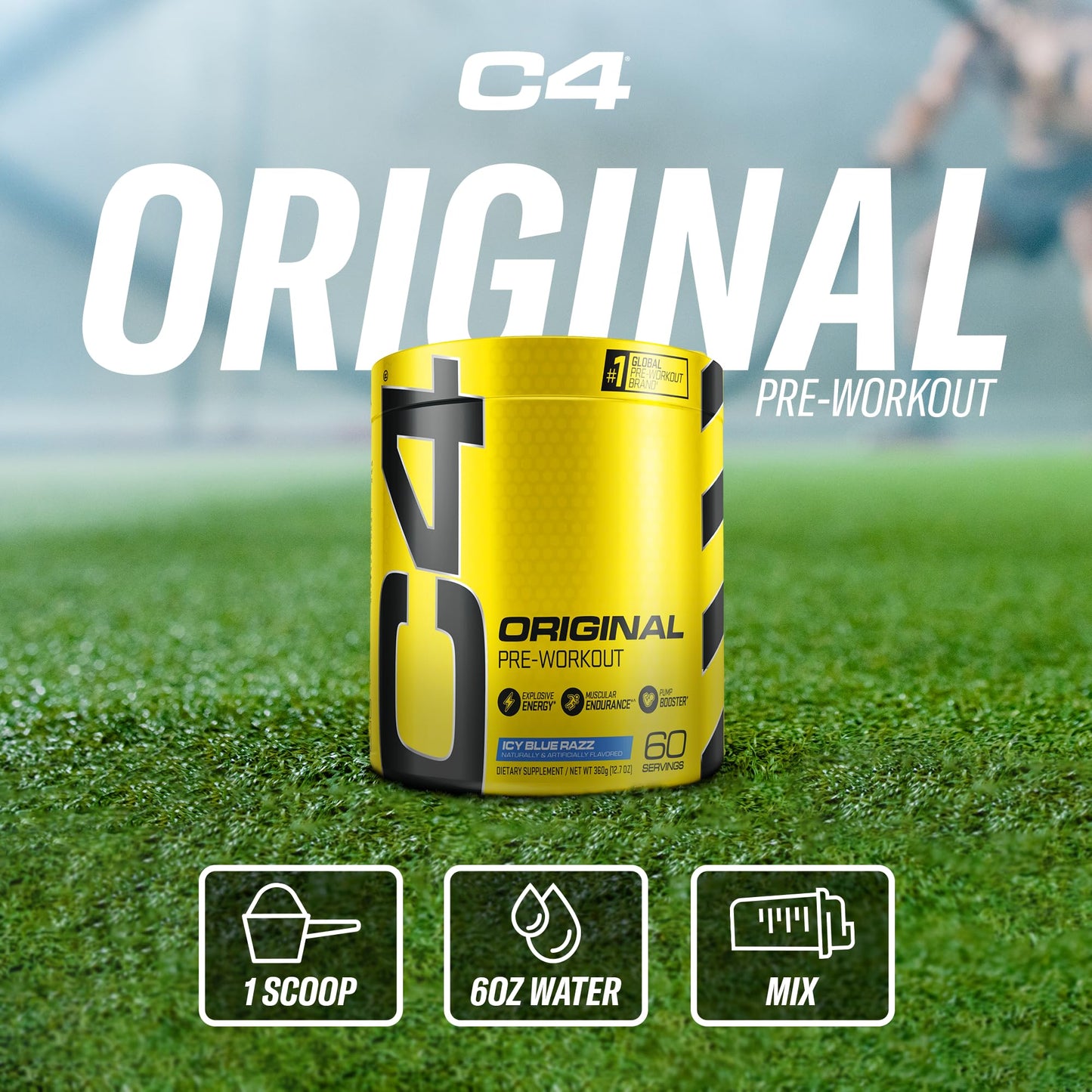 C4 Original Pre Workout Powder Icy Blue Razz 12.7 Ounce