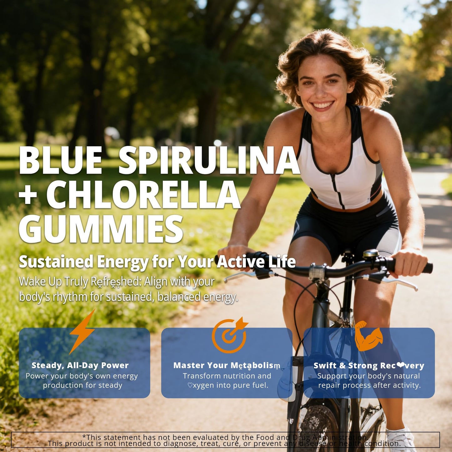 LILICARE Organic Blue Spirulina Chlorella Gummies, 60 Count
