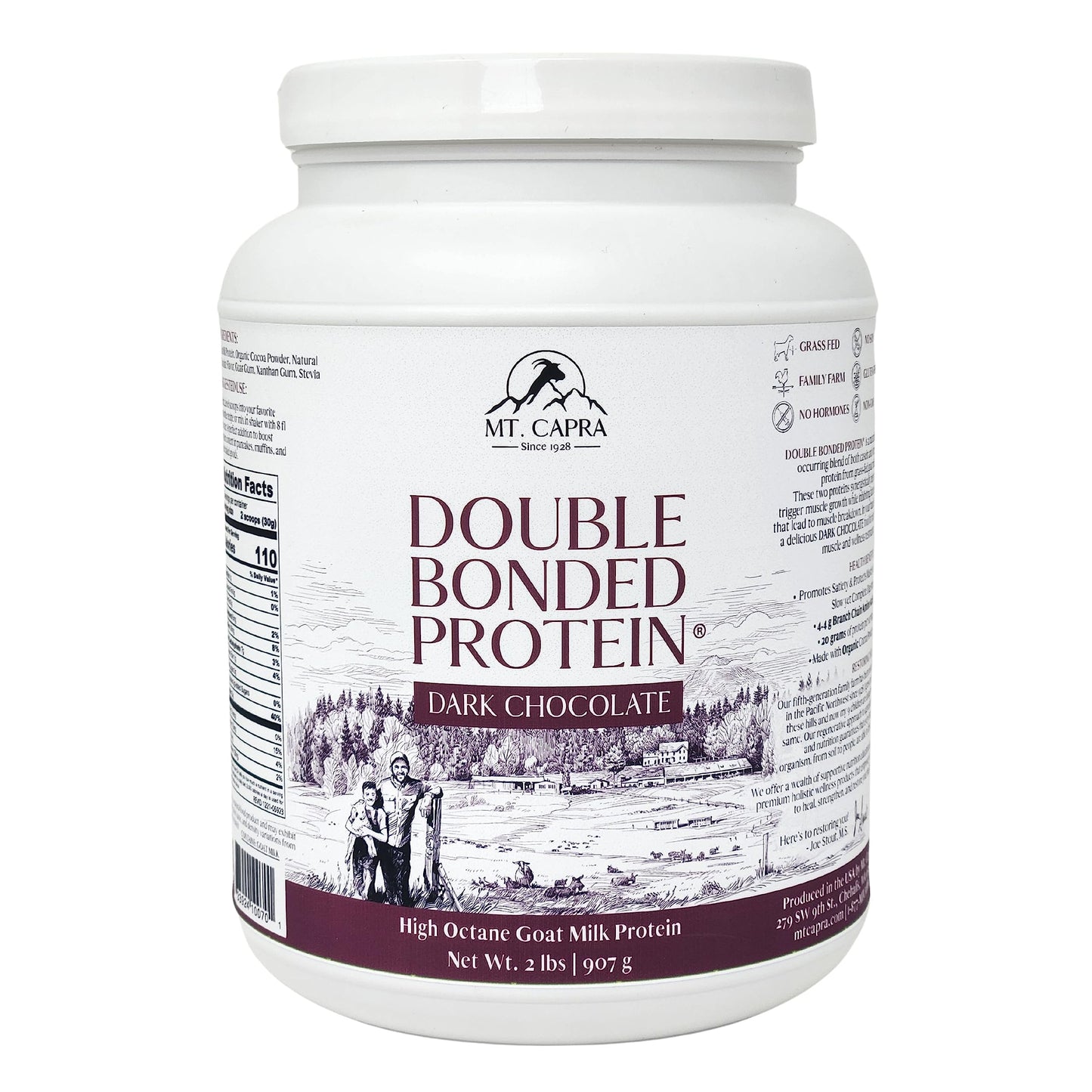 MT. CAPRA SINCE 1928 Double Bonded Protein Dark Chocolate Whey Protein Powder 32