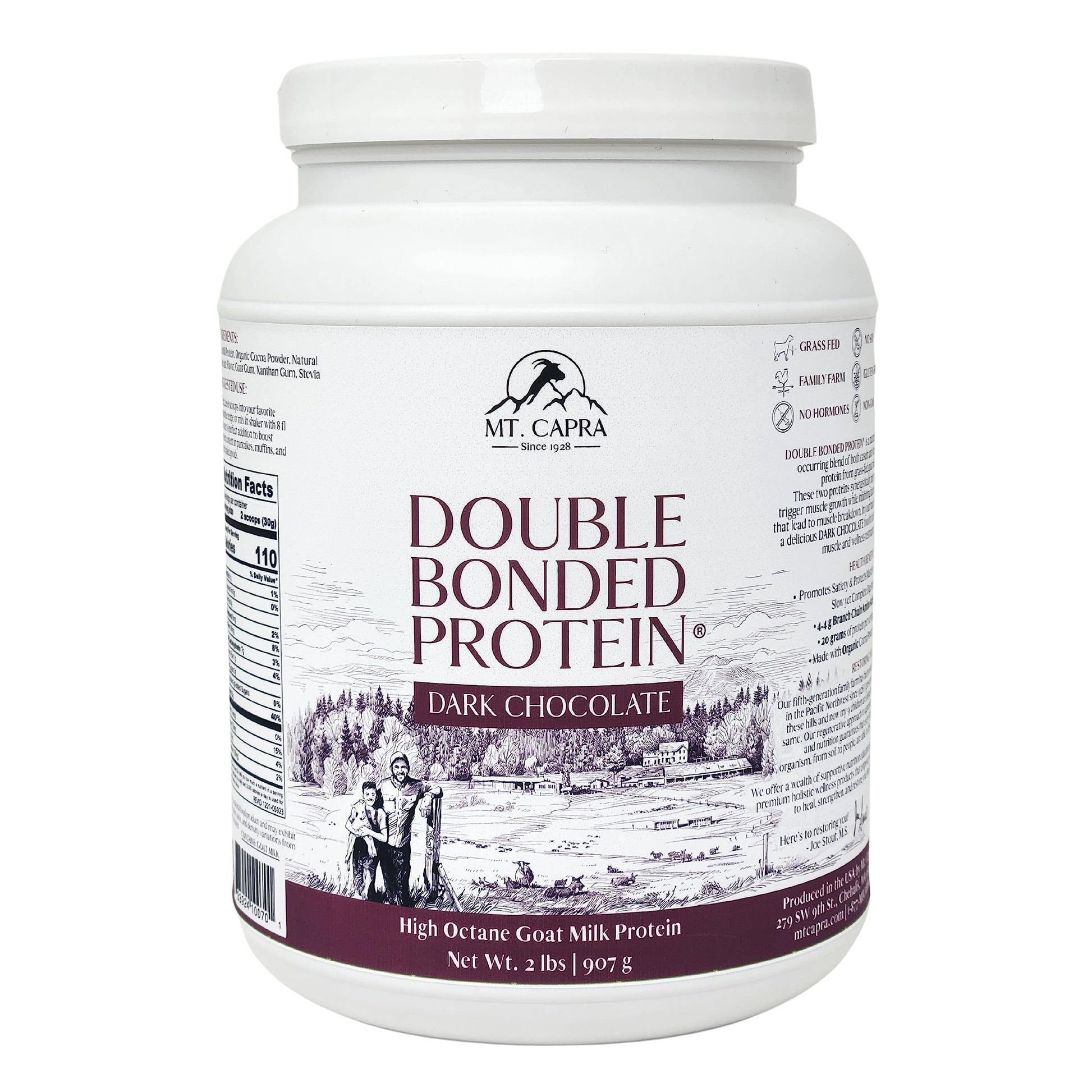 MT. CAPRA SINCE 1928 Double Bonded Protein Dark Chocolate Whey Protein Powder 32