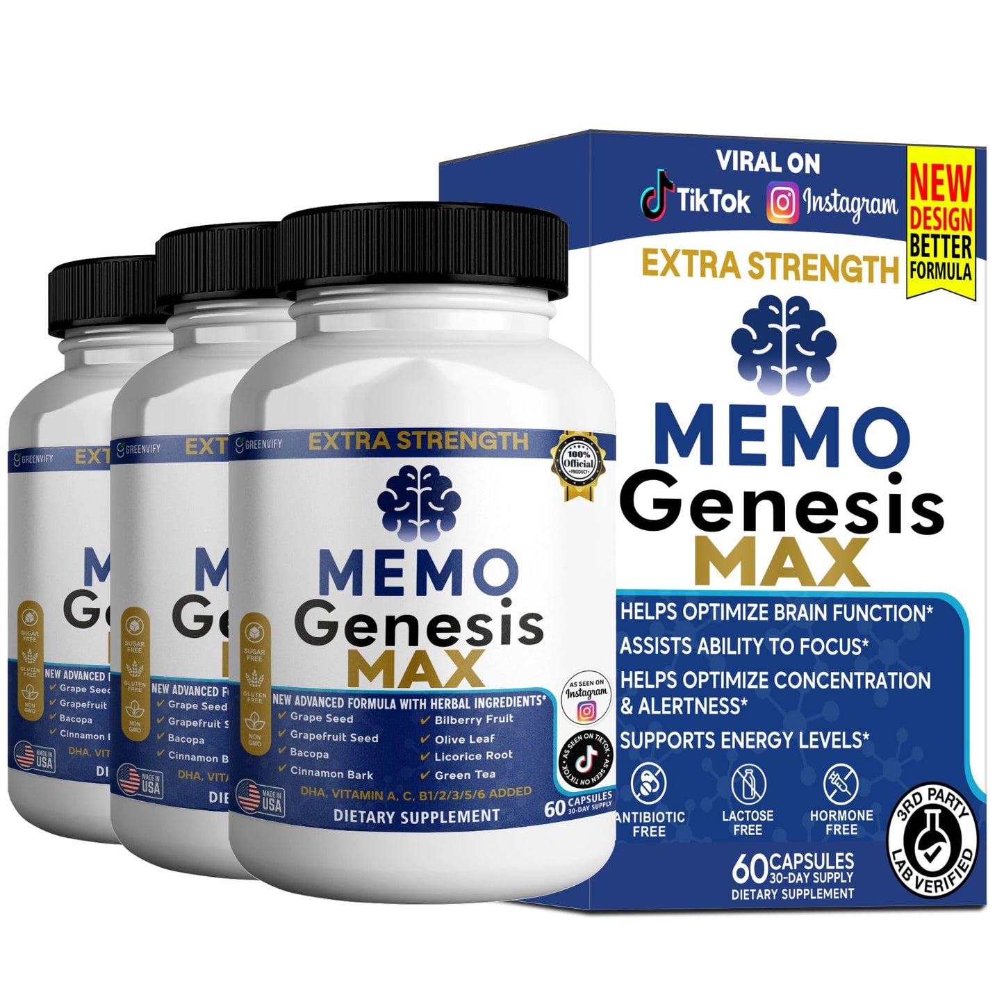 GREENVIFY Memo Genesis Brain Support Supplement 60 Capsules