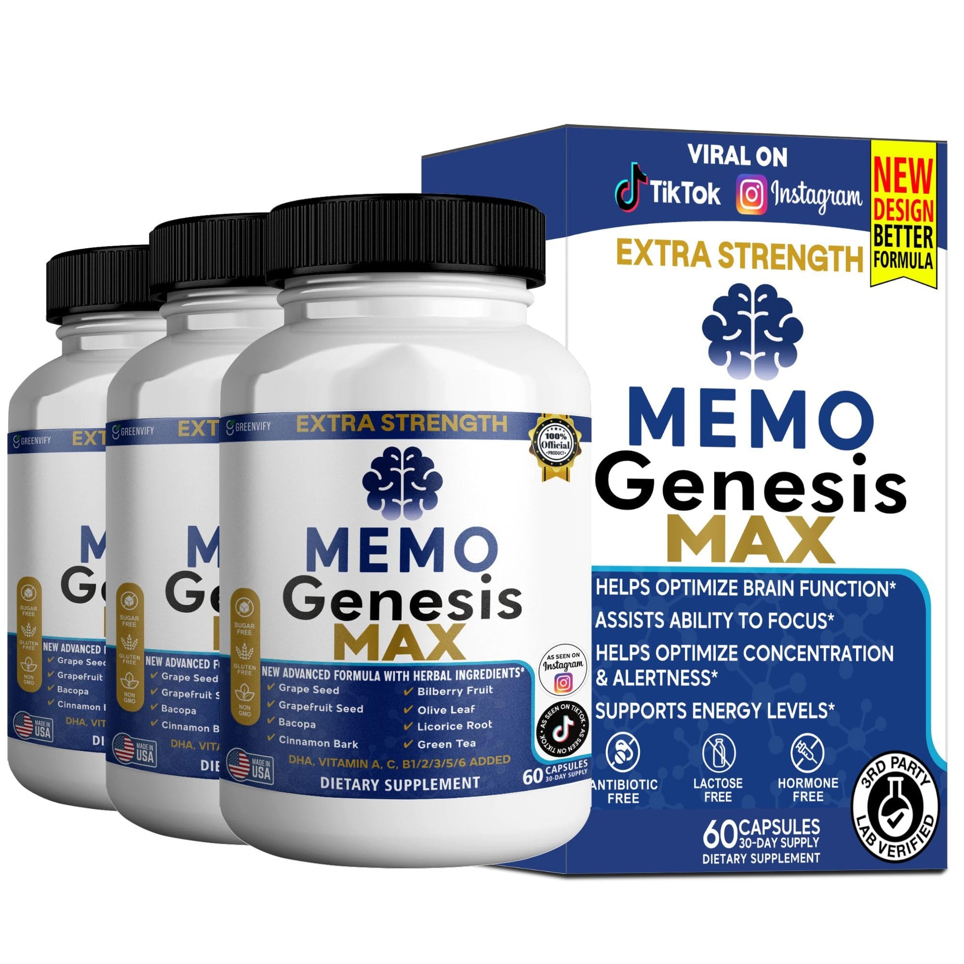 GREENVIFY Memo Genesis Brain Support Supplement 60 Capsules