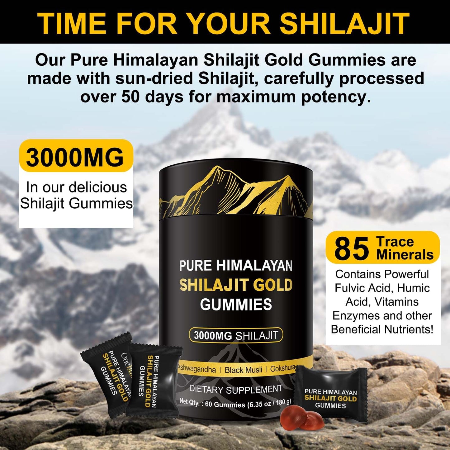 Vceeoy Shilajit Gummies, 60-Count
