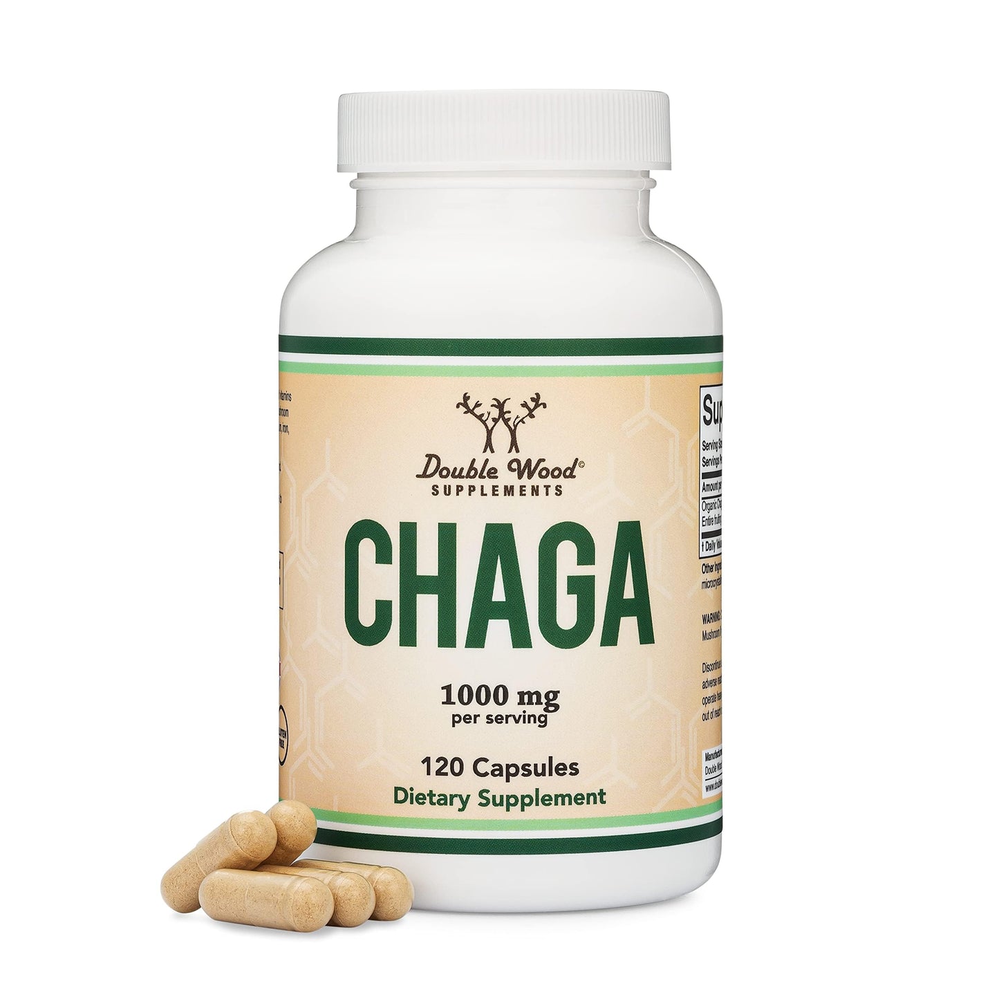 Double Wood Supplements Chaga Mushroom 1,000mg 120 Capsules