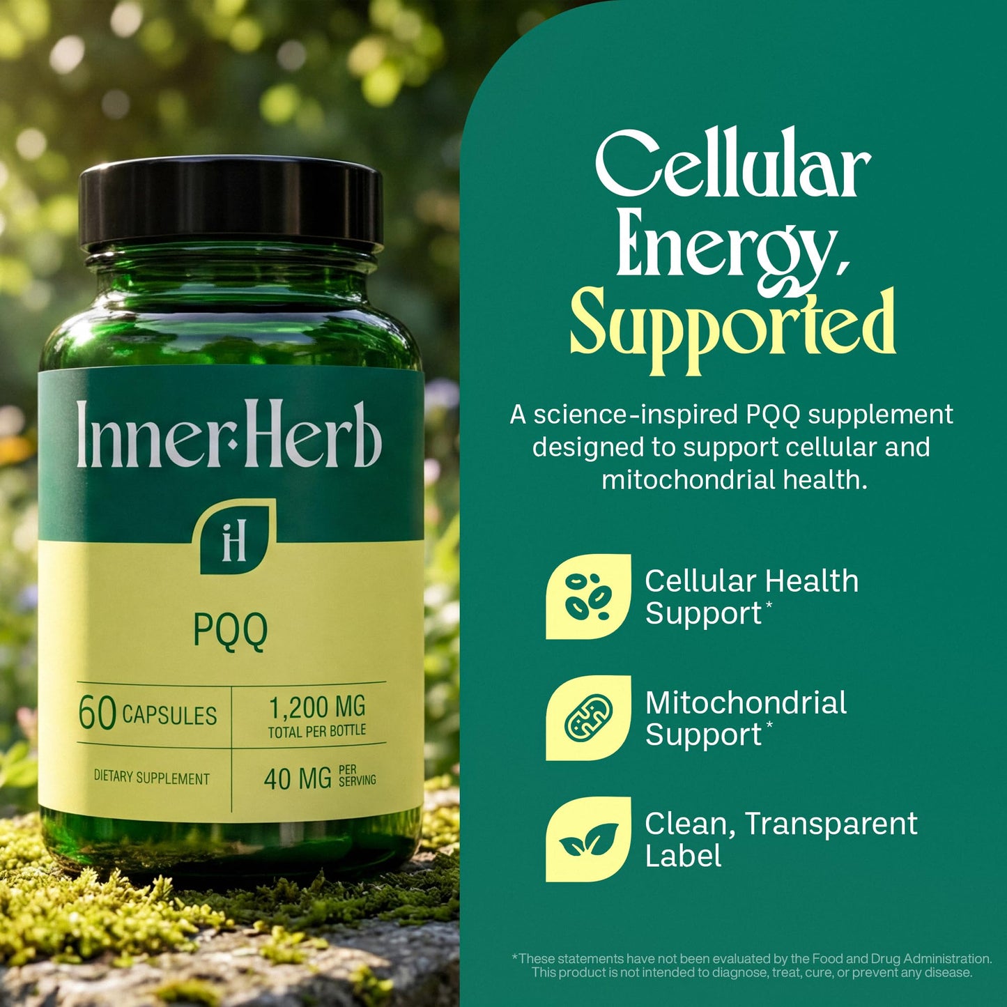 InnerHerb Pyrroloquinoline Quinone PQQ Daily Capsule, 60 Capsules