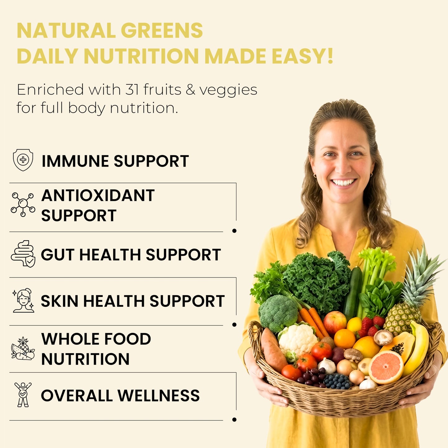 NATURAL GREENS Fruits and Veggies Whole Produce Dietary Supplement Capsules 180
