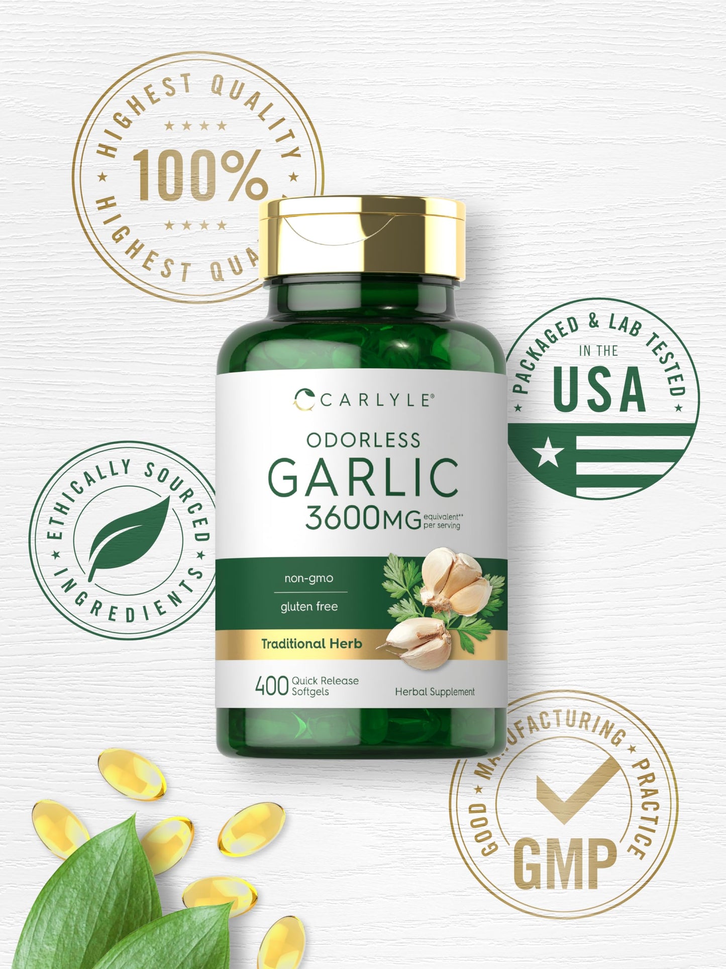 Carlyle Odorless Garlic Softgels 400 Count