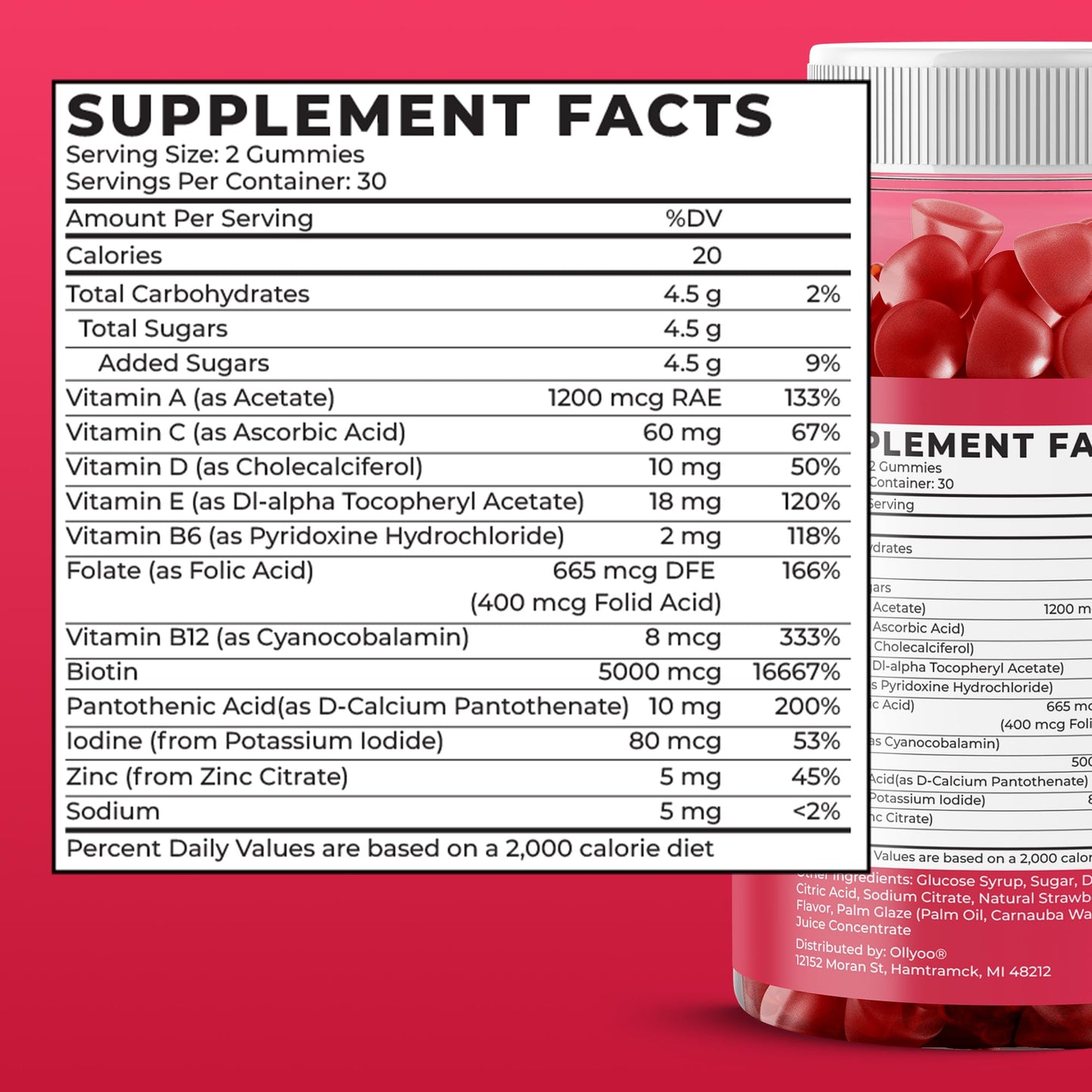 Ollyoo Adult Multivitamin for Men and Women Gummy 60 Count