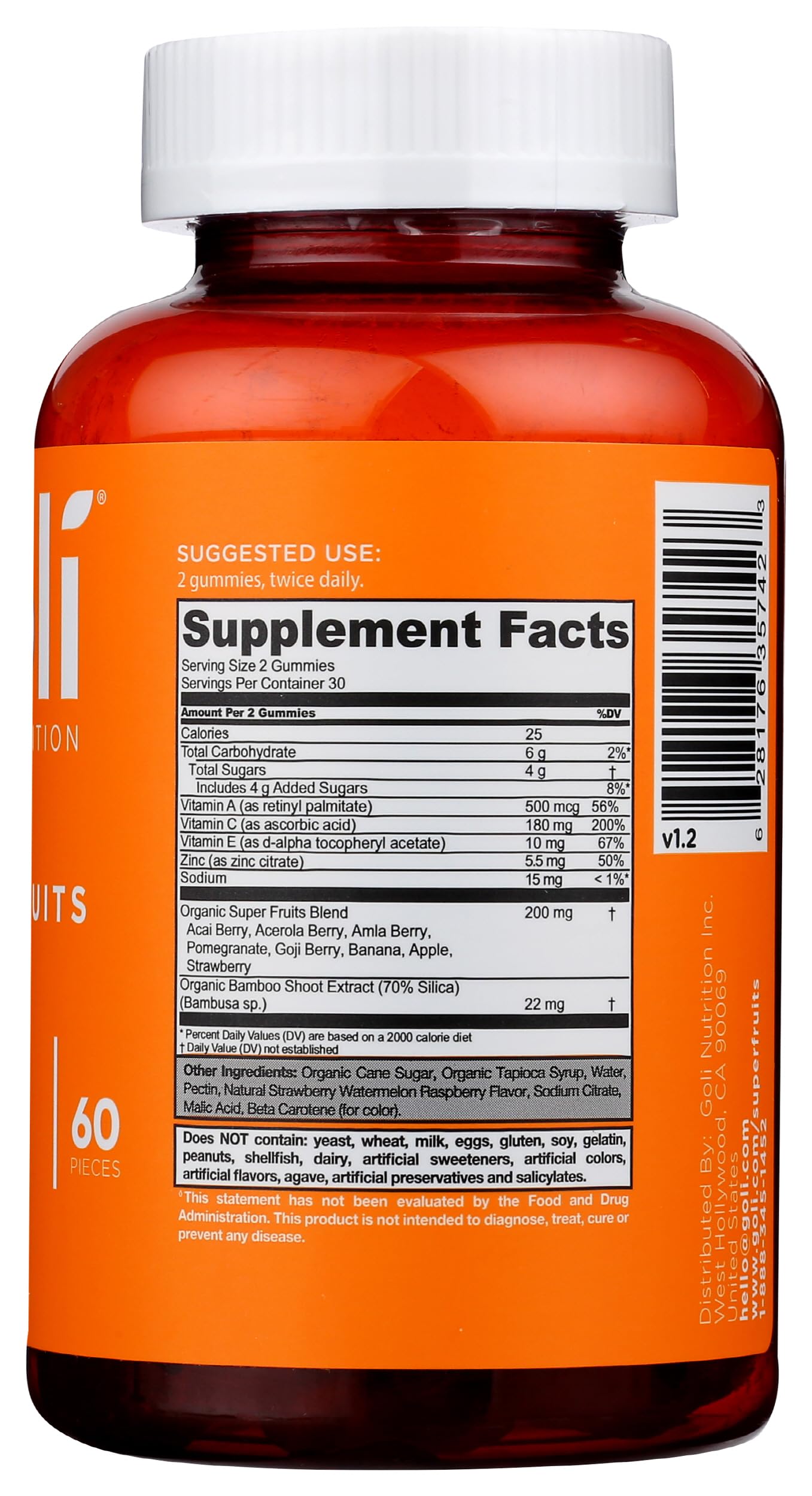 Goli Gummies Superfruits Mixed Fruit 60 Count