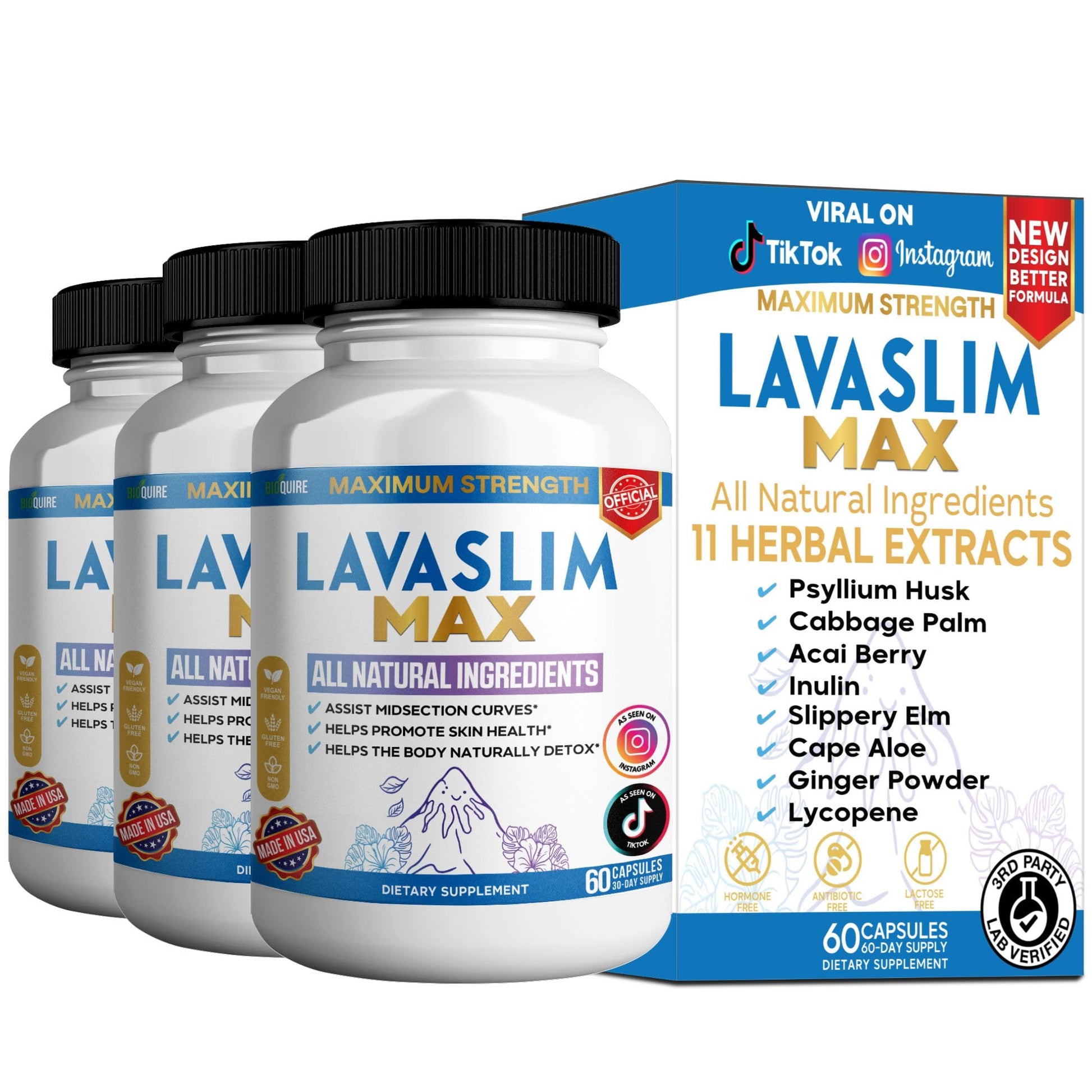 BIOQUIRE LavaSlim Max Natural Dietary Supplement 60 Capsules