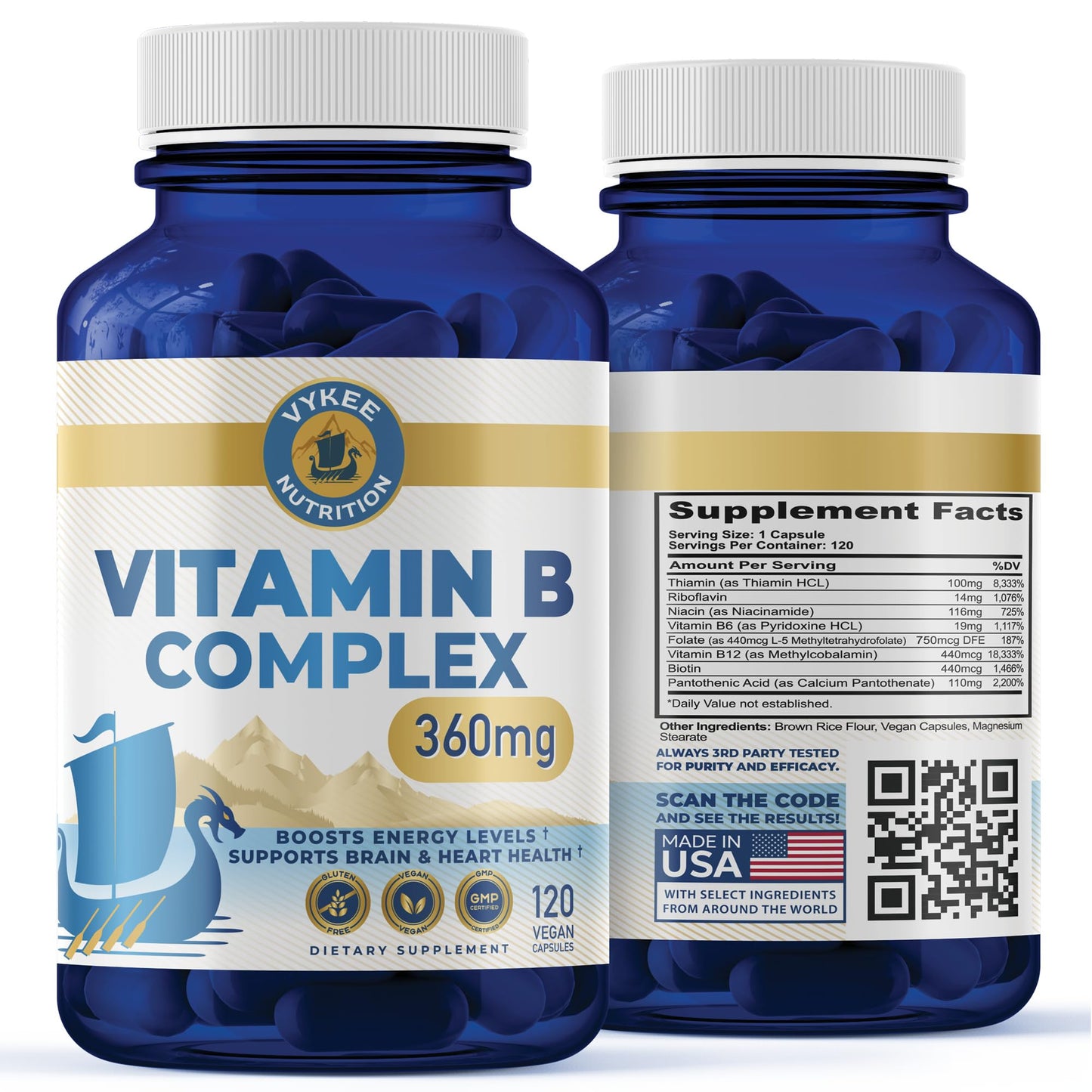 Vykee Nutrition B Complex Supplement Capsules 120 Capsules