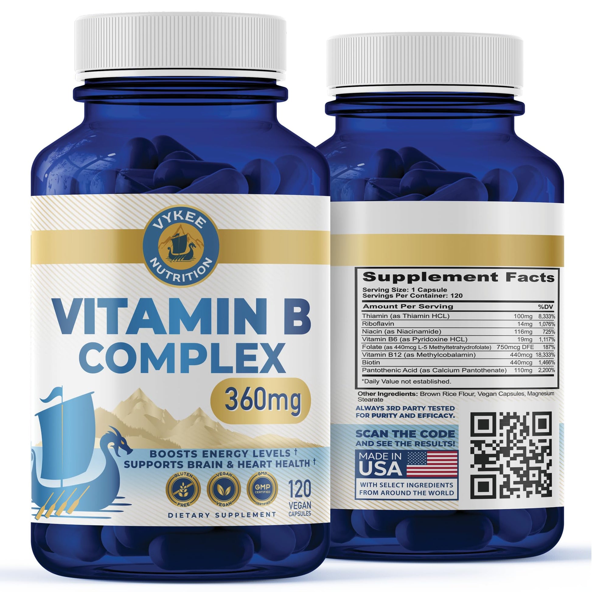 Vykee Nutrition B Complex Supplement Capsules 120 Capsules