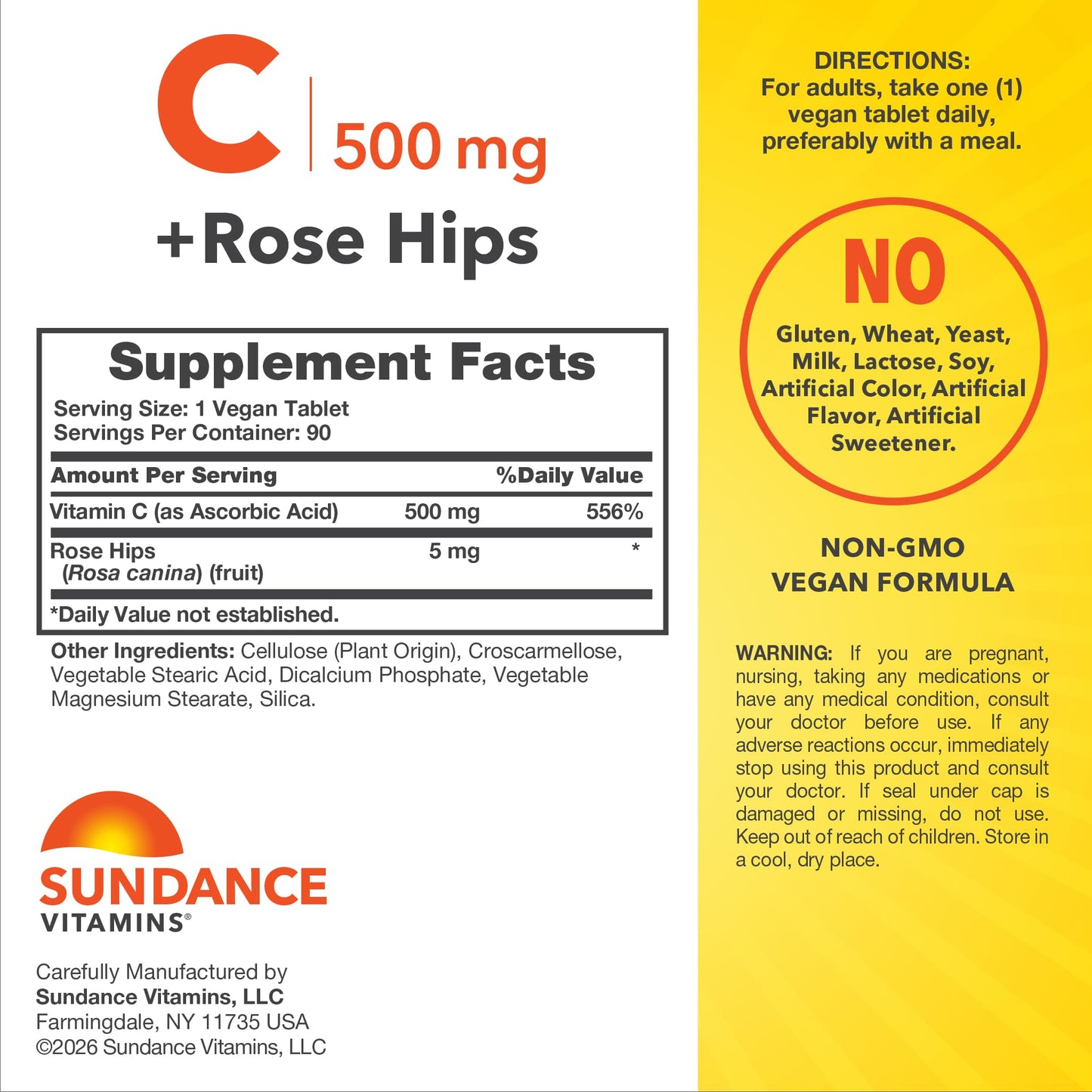 Sundance Vitamin C with Rose Hips Tablet 90 Tablets