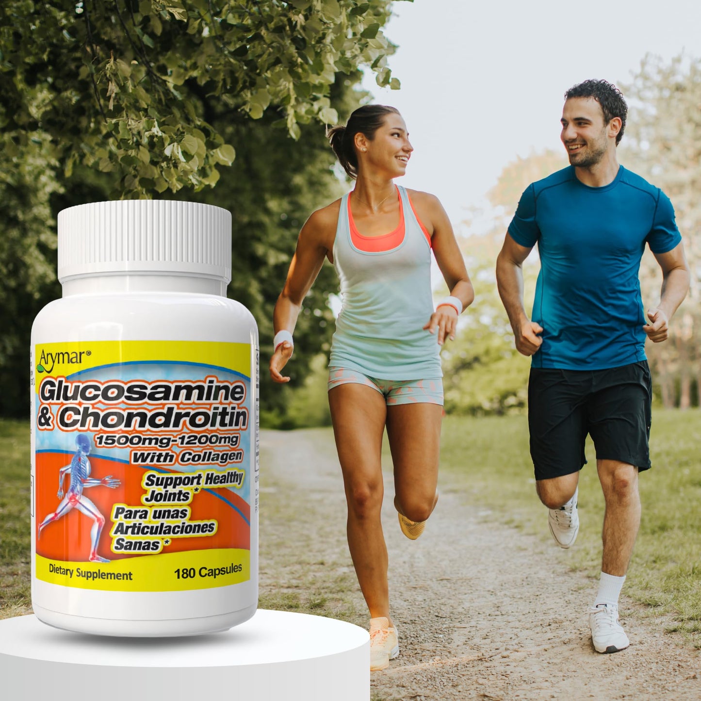 Arymar Glucosamine 1500 mg and Chondroitin 1200 mg with Collagen Joint Health Supplement Capsules, 90 Count