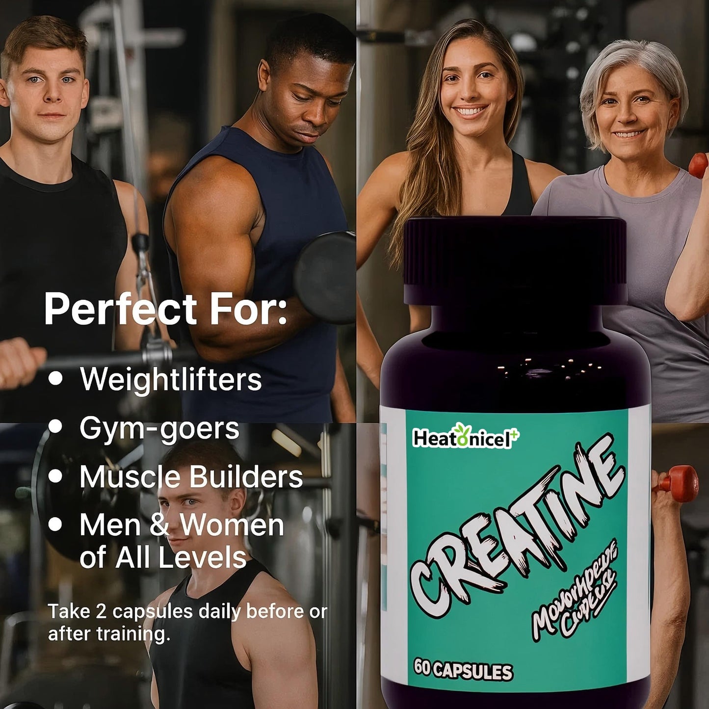 Heatonicel Creatine Monohydrate Capsules, 60 Capsules
