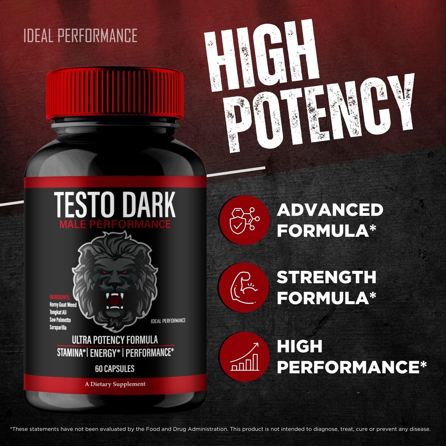 IDEAL PERFORMANCE Testo Dark Capsules 120 Capsules