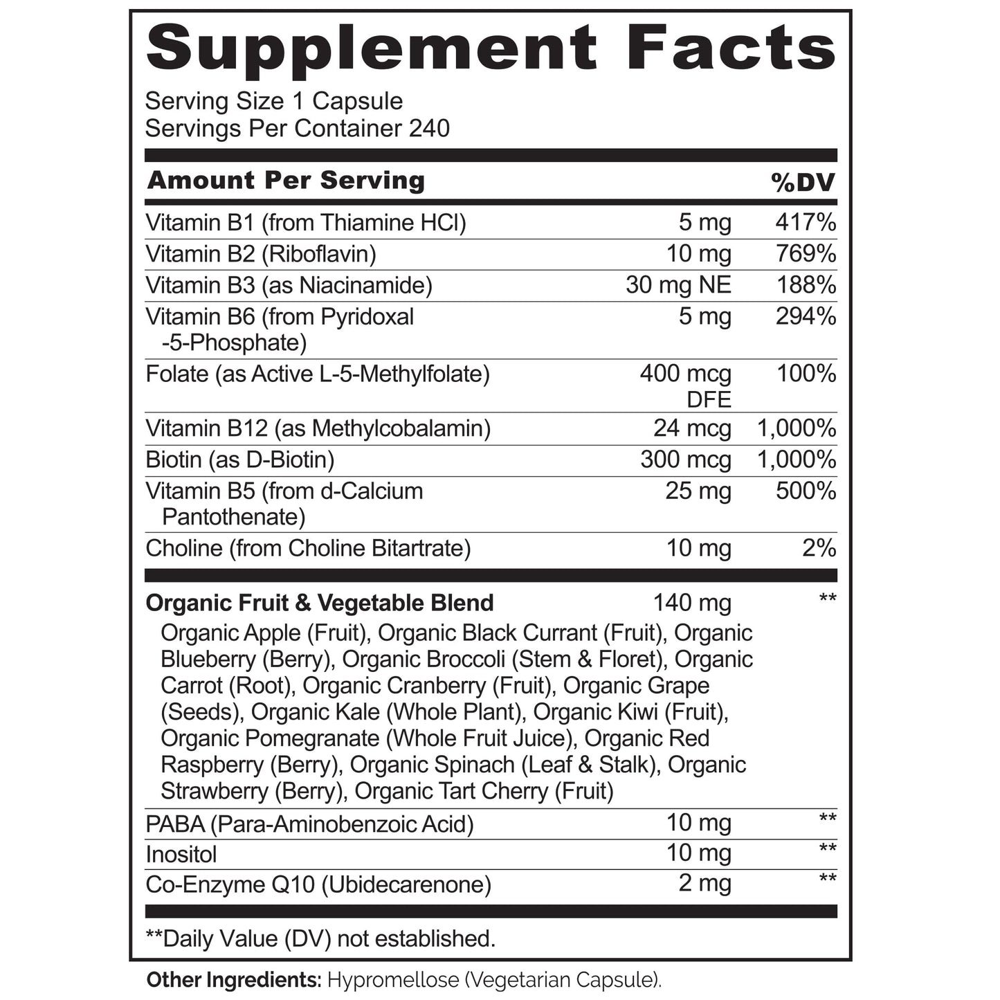 NATURELO Vitamin B Complex Capsules, 240