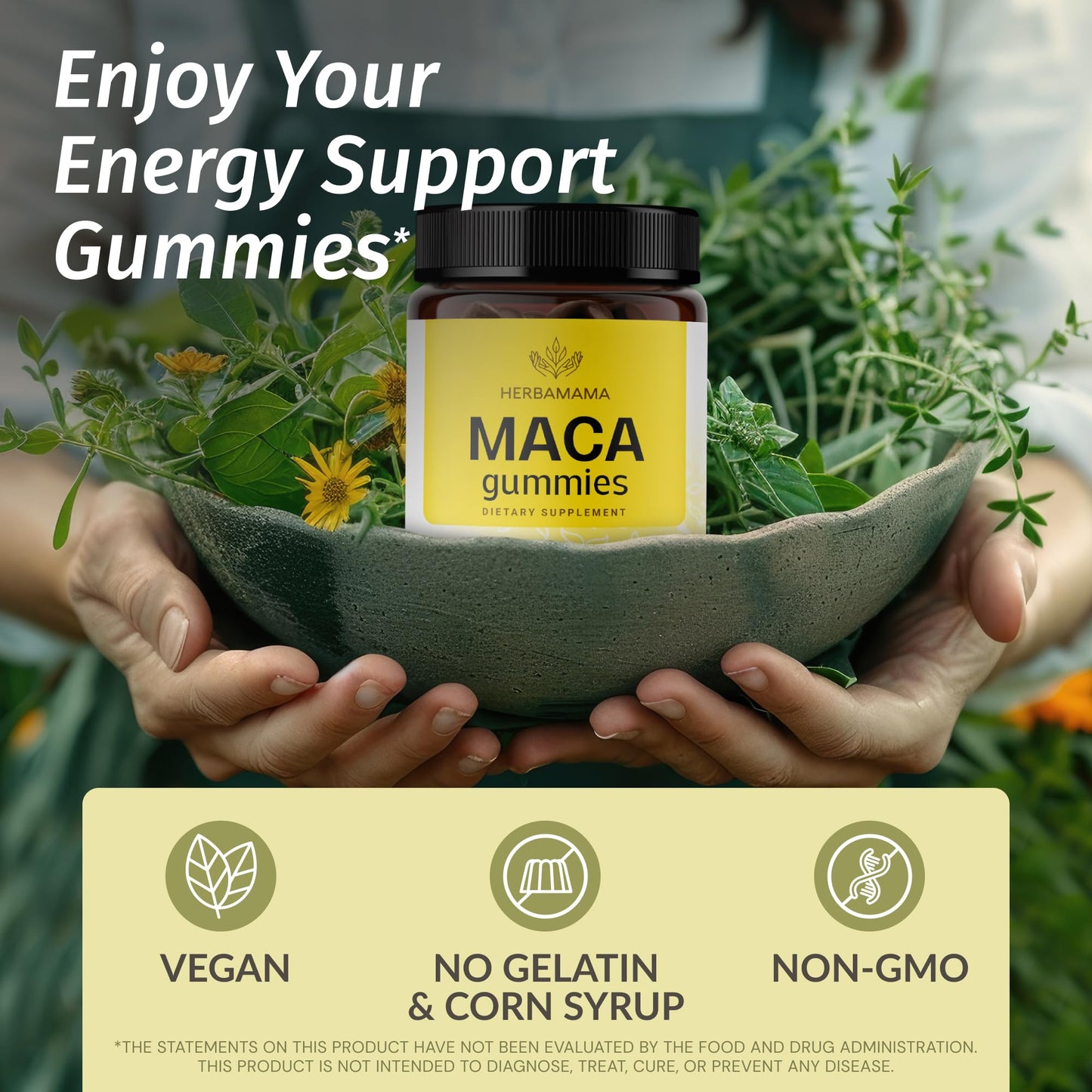 HERBAMAMA Maca Root Gummies 90 Count