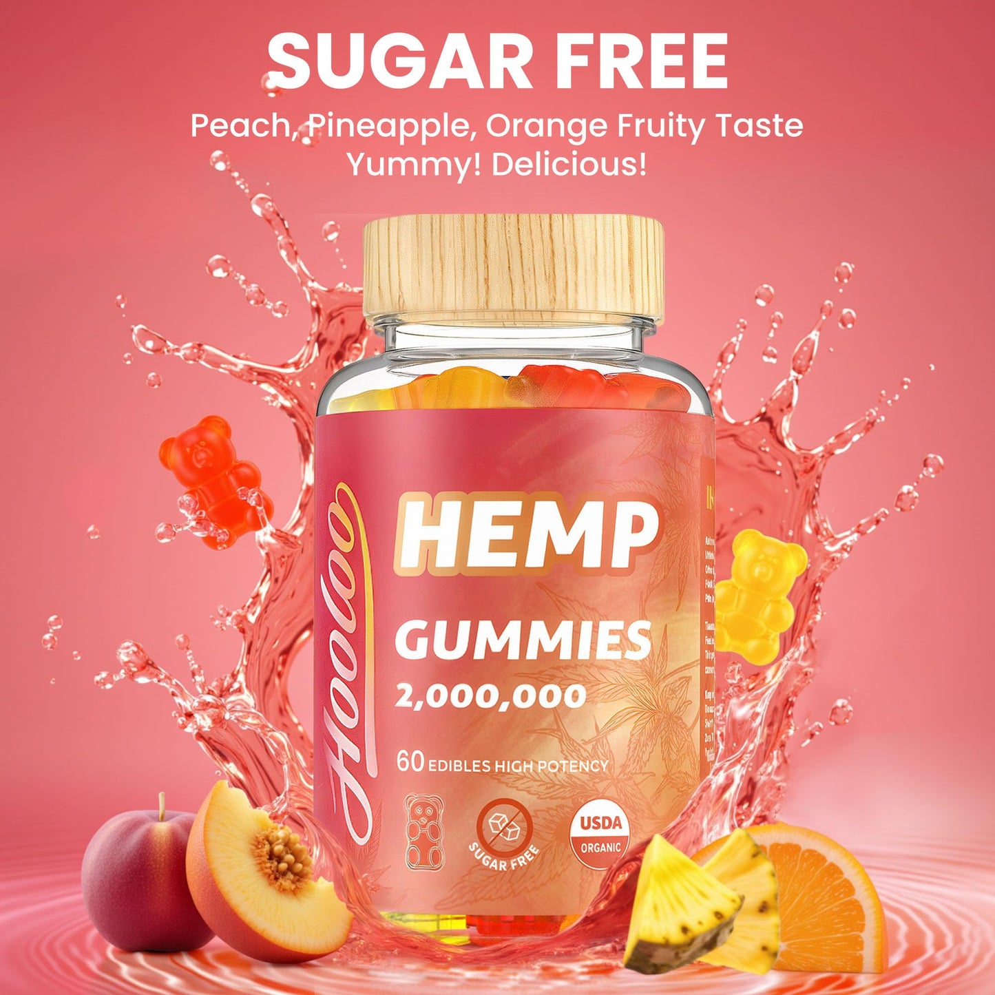 HOOLOO Hemp Gummies for Adults 120 Gummies