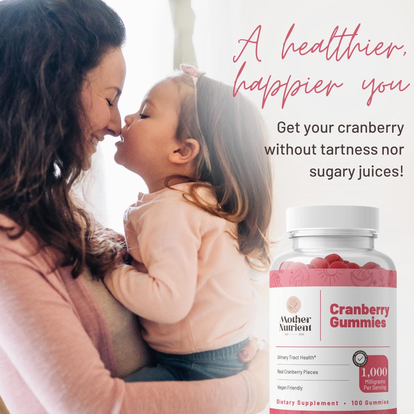 Mother Nutrient Cranberry Gummies for Women/Men/Kids Urinary Tract Health Cranberry Chews, 100 Gummies