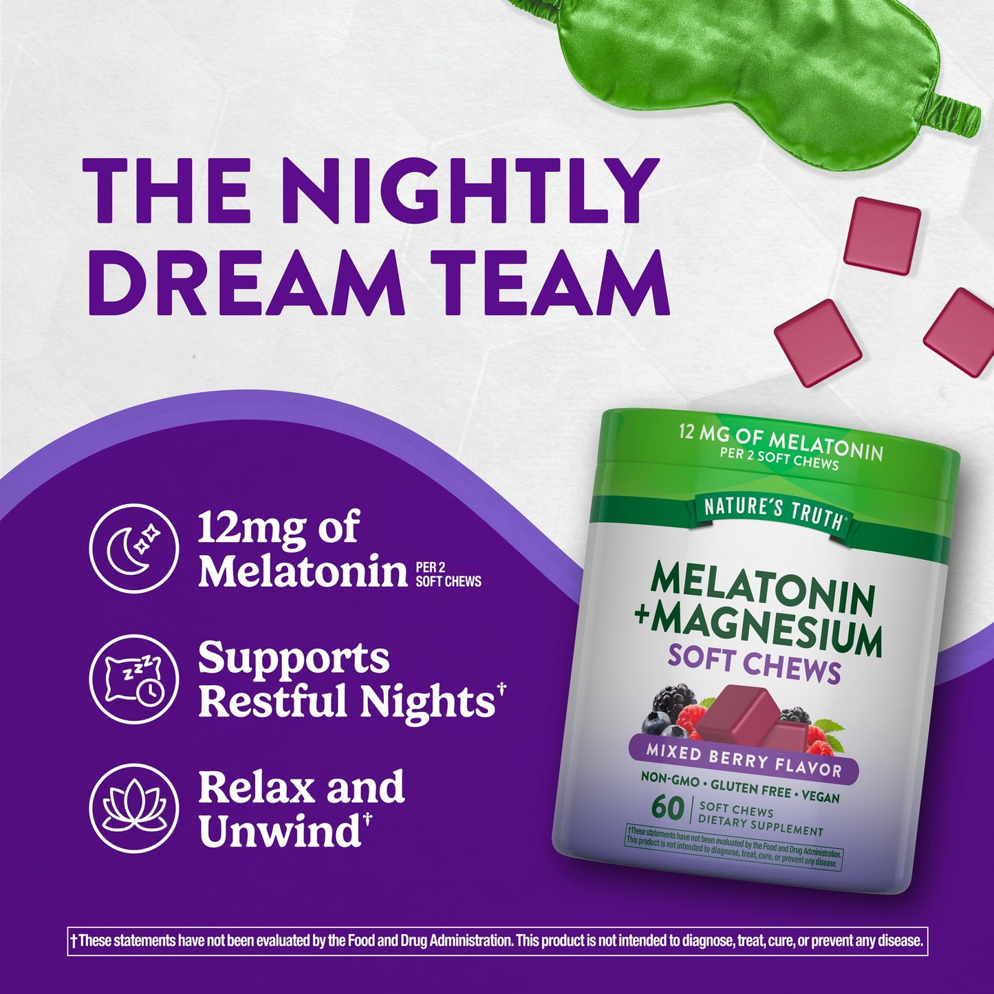Nature's Truth Melatonin with Magnesium Soft Chews 60 Count