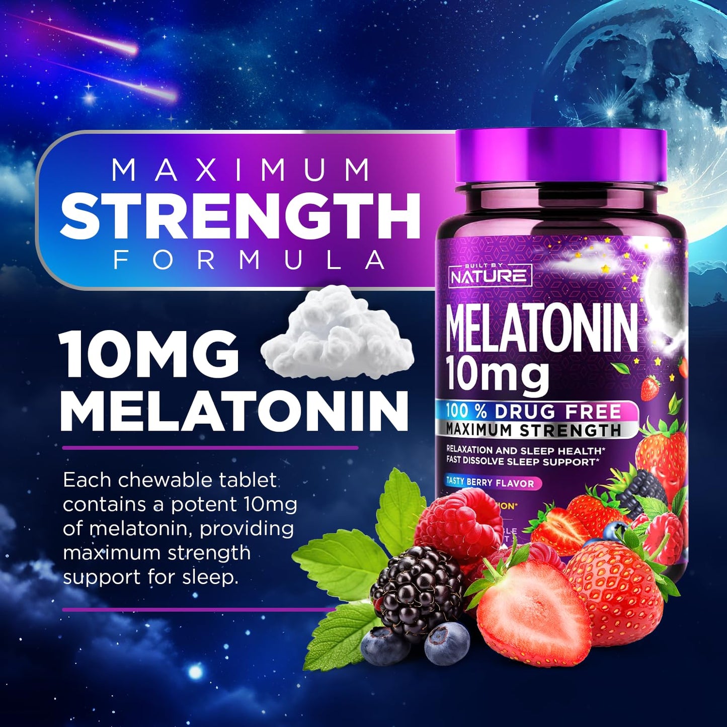 Built by Nature Melatonin 10mg Tablets, 120 Count