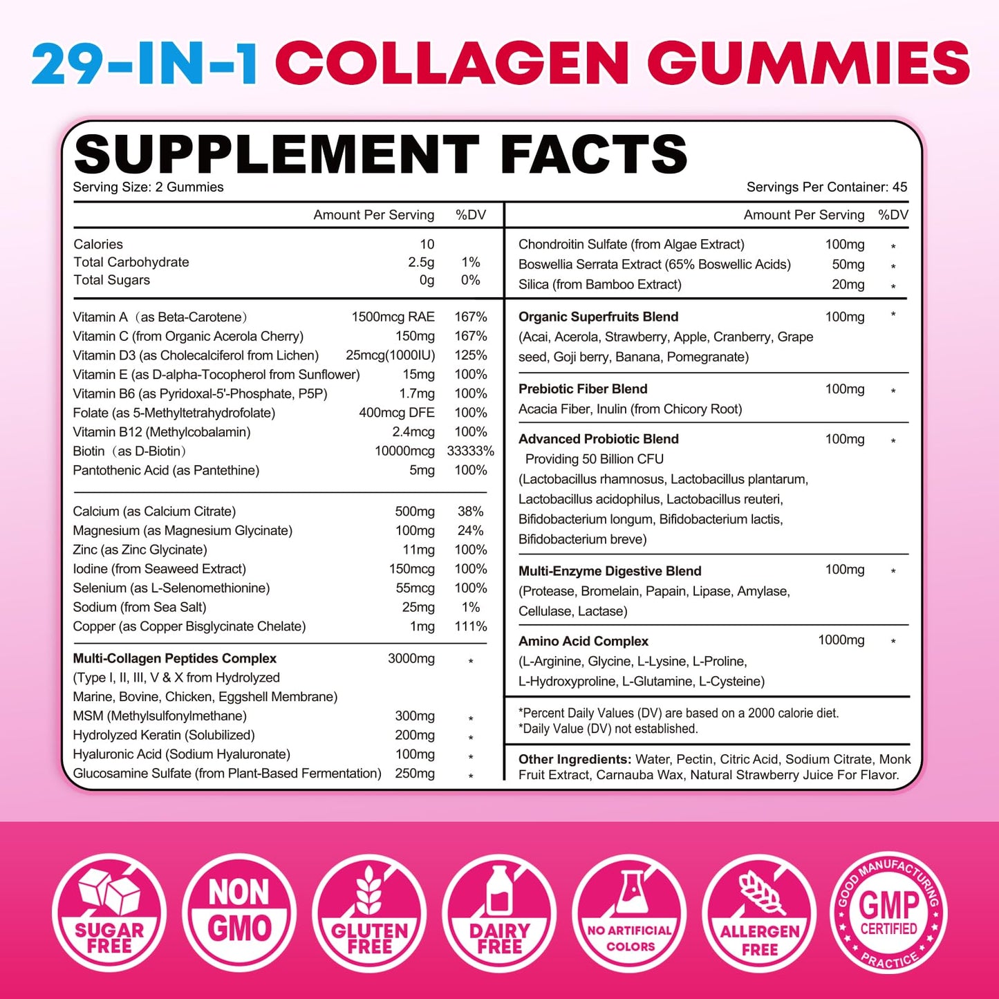 Vazatisi Sugar Free Collagen Gummies for Women & Men with Hydrolyzed Collagen Peptides, Biotin & Vitamin C, Multi Collagen Types I II III V X for Skin Hair Nails Digestive & Immune Health, 90 Count