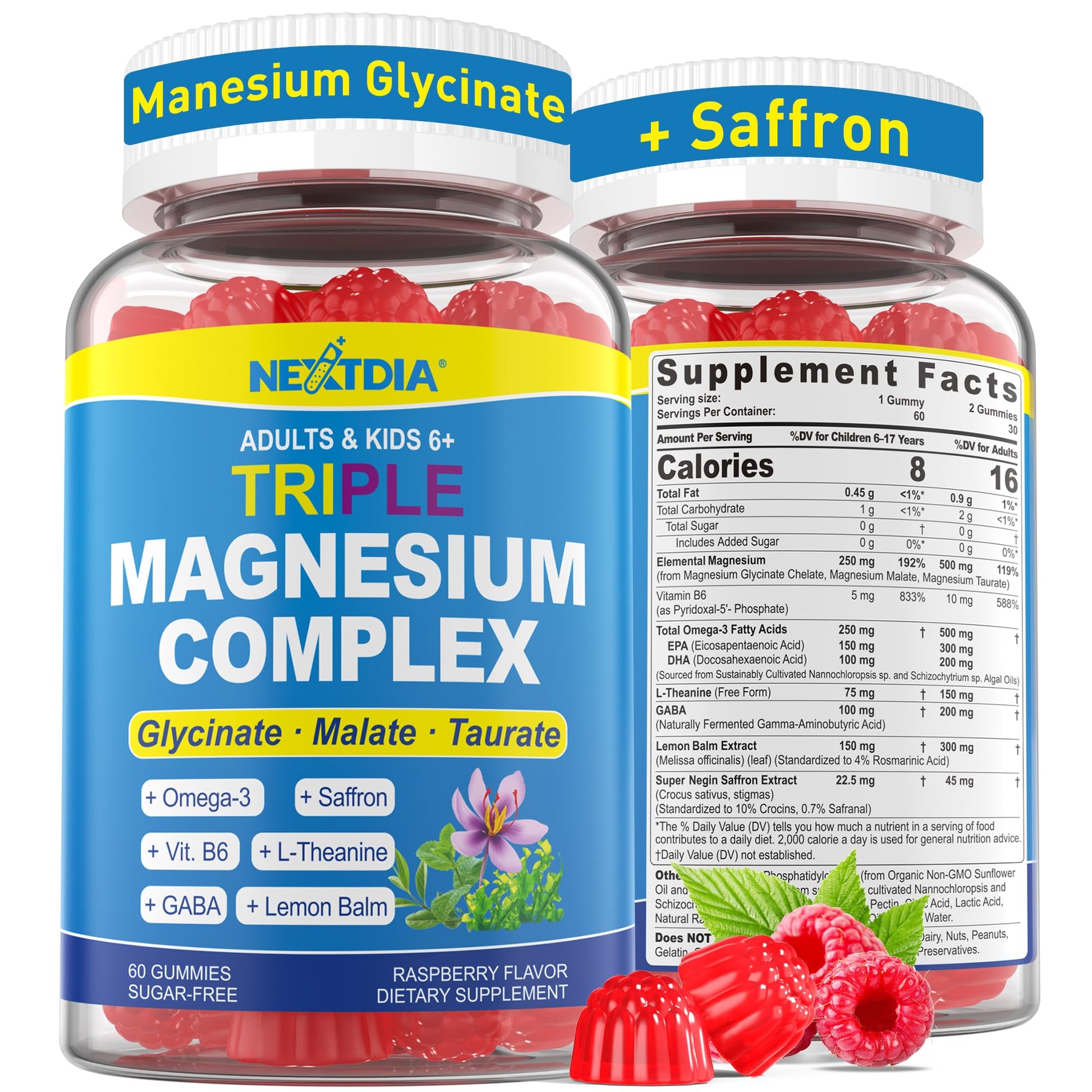 Nextdia Calm Focus Magnesium Glycinate Gummies, 60 Count