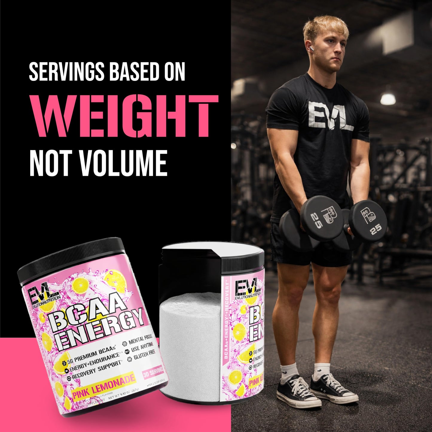 Evlution EVL BCAAs Amino Acids Powder Pink Lemonade 9.42
