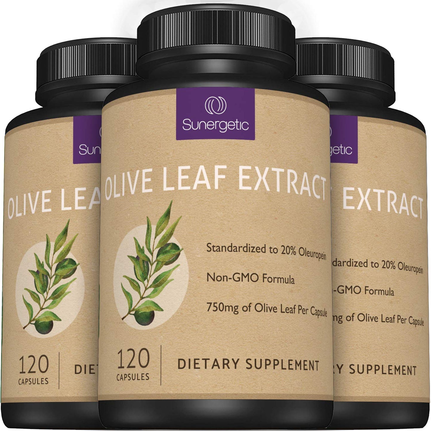 Sunergetic Olive Leaf Extract Capsules 750mg, 120 Capsules