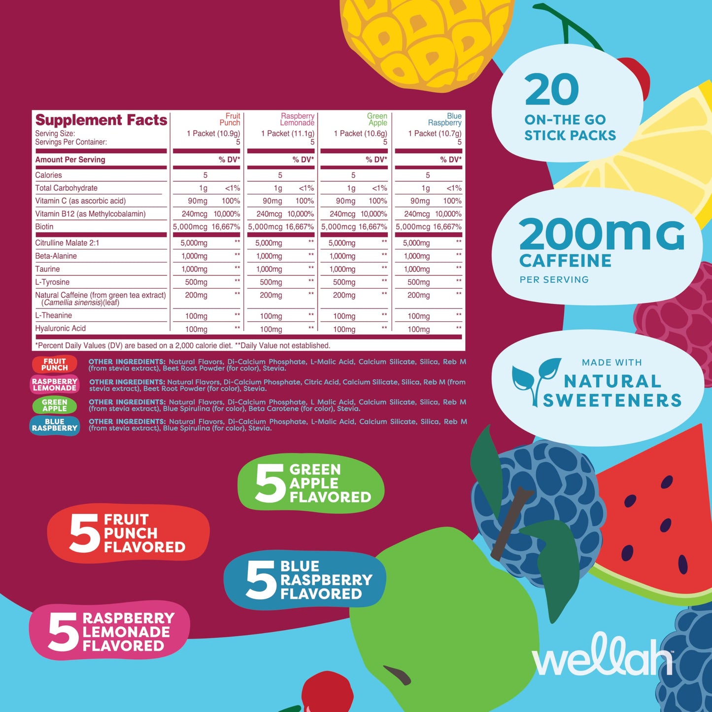 Wellah Get-Going Pre-Workout Packets Powder 7.7 oz