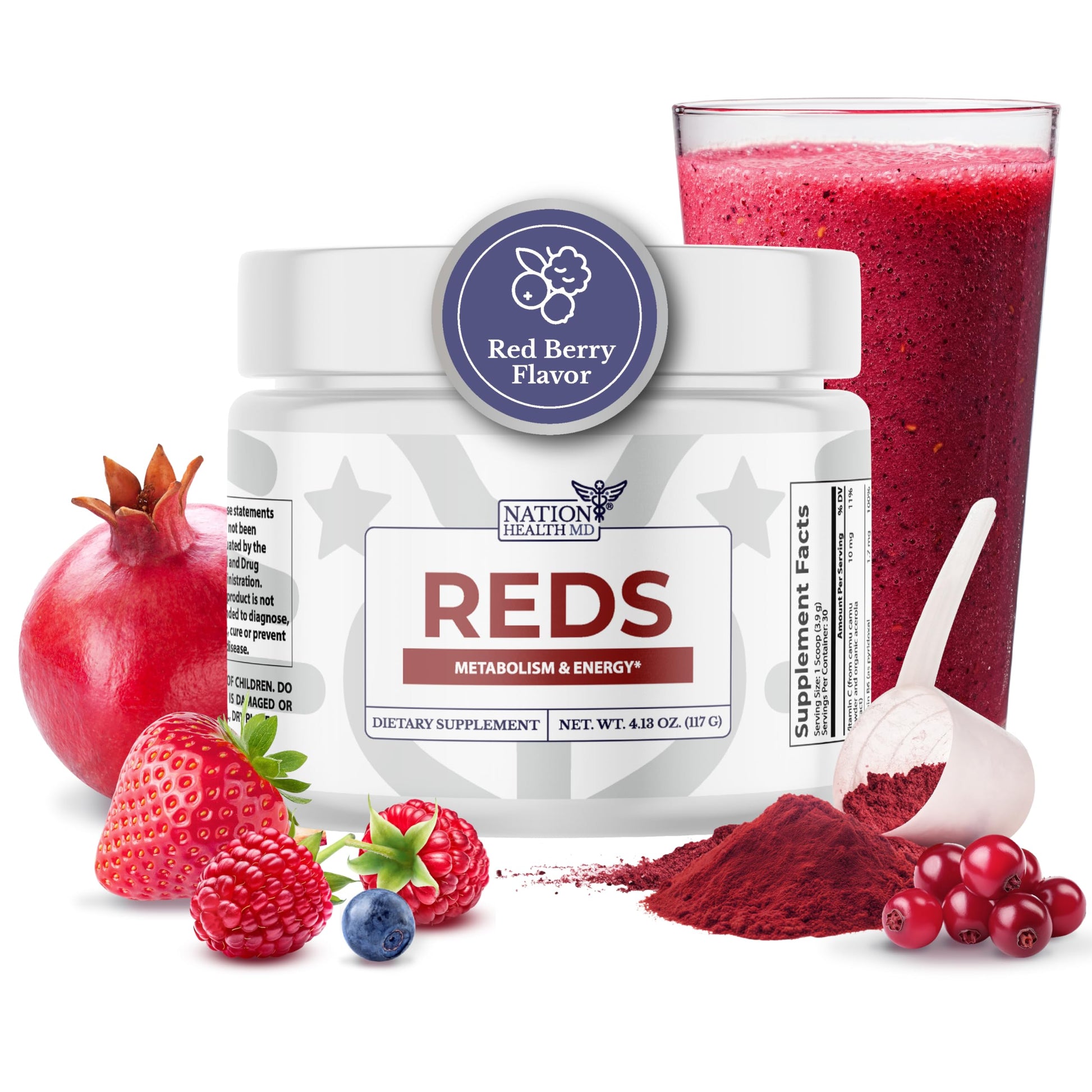 NATION HEALTH MD Reds Superfoods Powder 4.13 Ounce