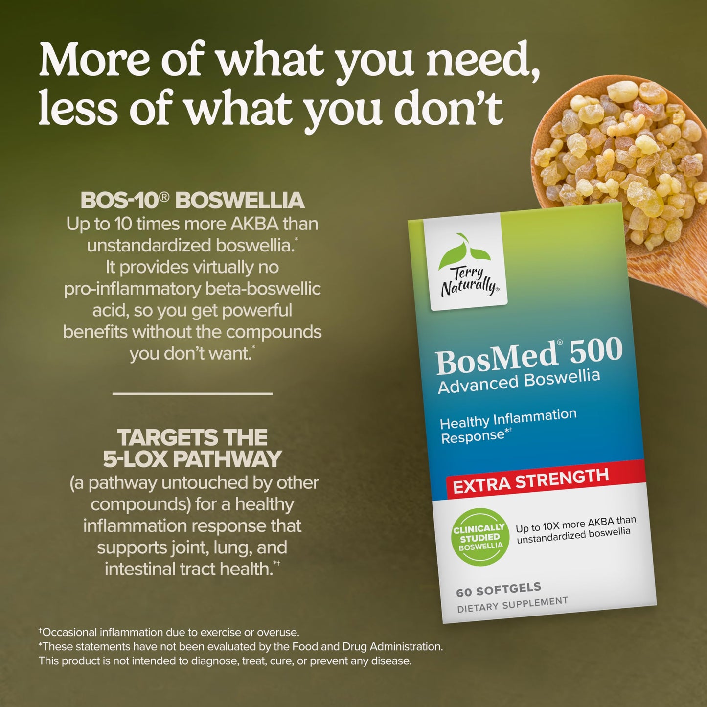 Terry Naturally BosMed 500 Extra Strength Boswellia Serrata Extract Softgels, 60 Count
