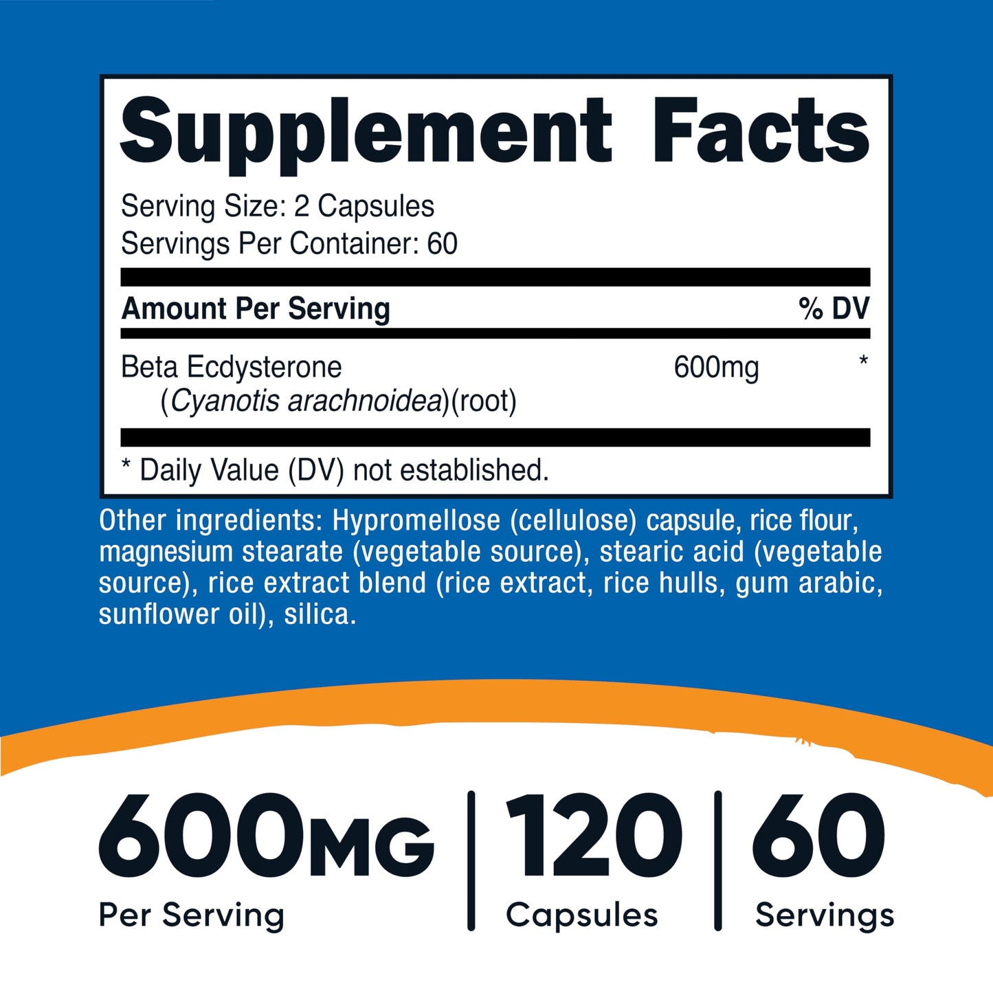 Nutricost Beta Ecdysterone 600mg per Serving Capsule 120 Capsules