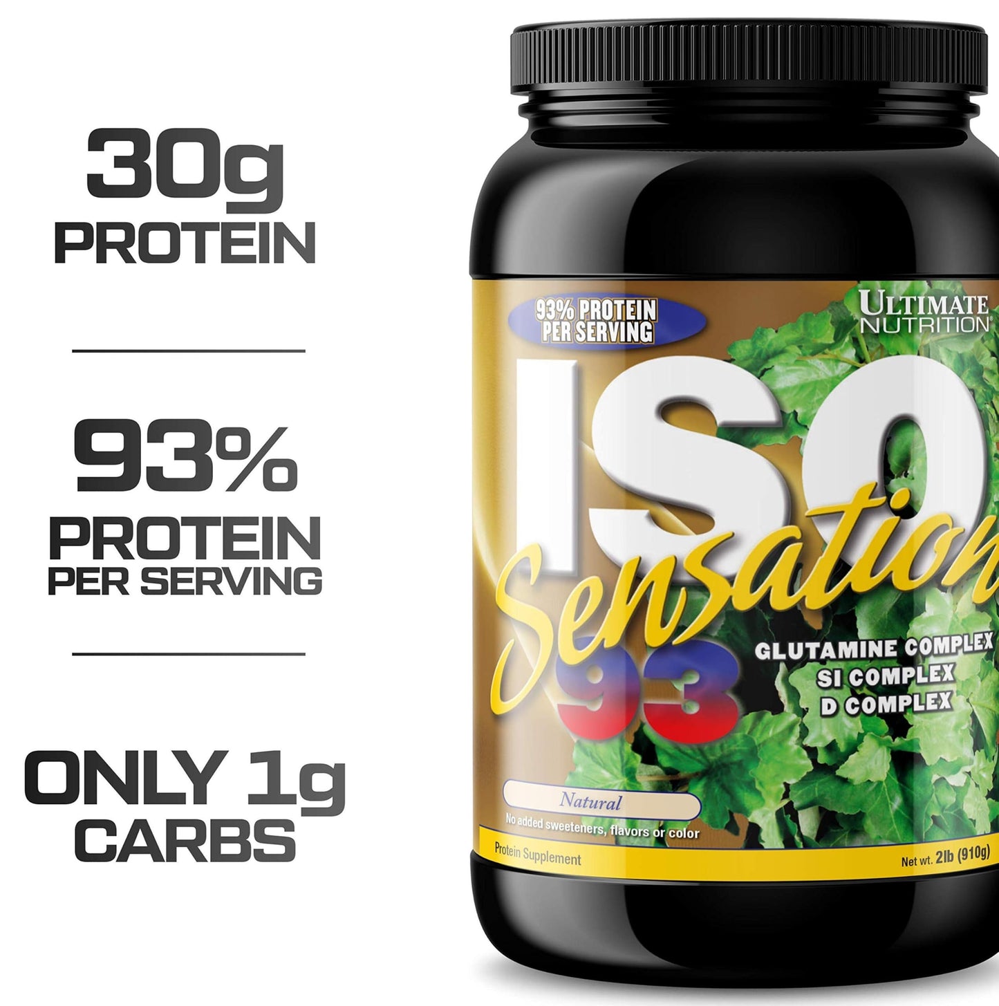 Ultimate Nutrition Iso Sensation 93 with Glutamine Complex Low Carb Whey Protein Isolate Powder, 2 Pound