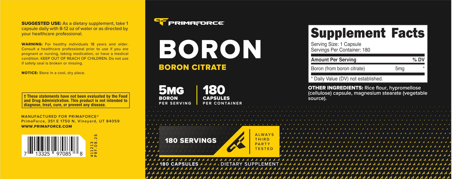Primaforce Boron 5mg Capsules, 180 Count