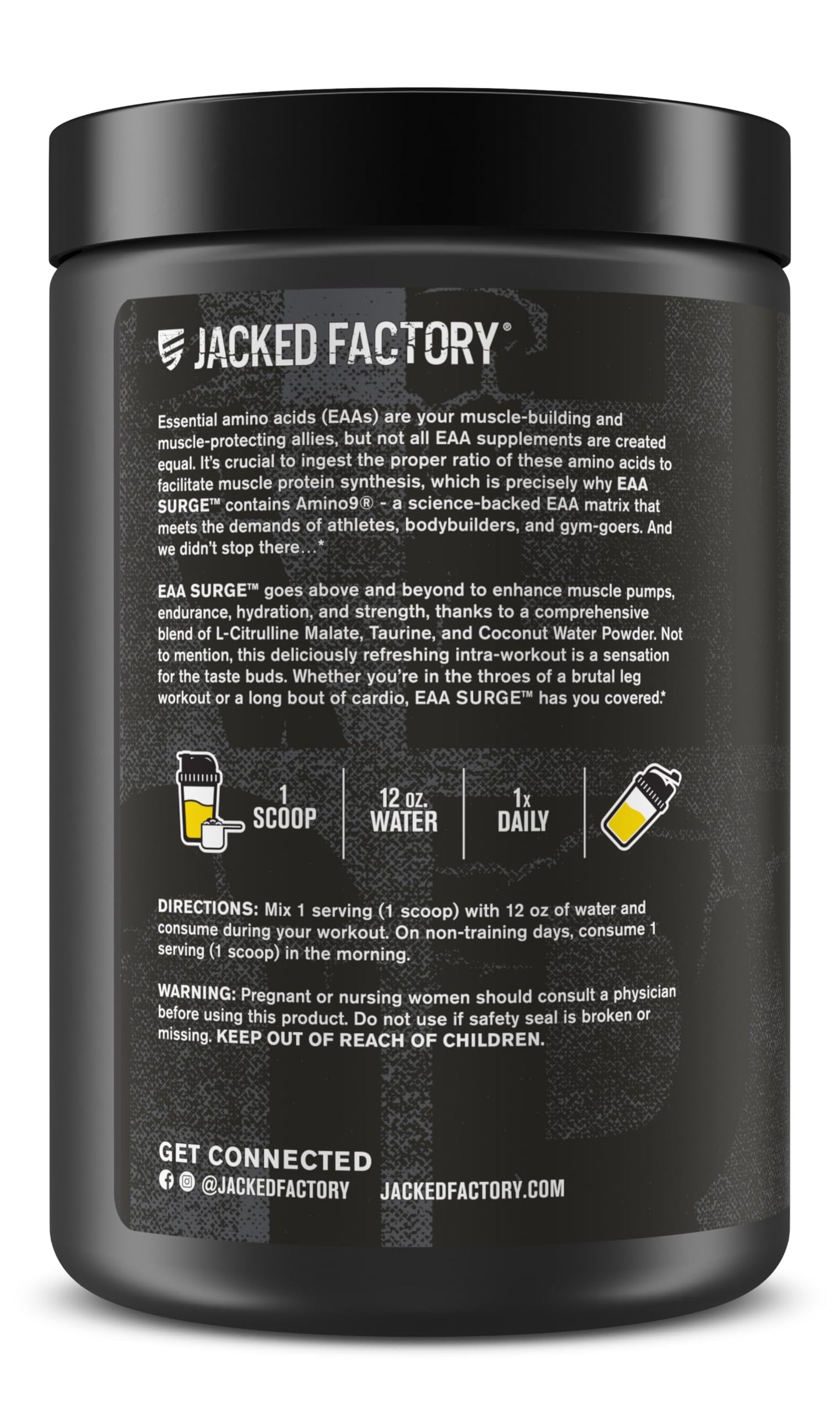 Jacked Factory EAA Surge Essential Amino Acids Powder - EAAs & BCAAs Intra-Workout Supplement with L-Citrulline, Taurine, Pineapple Flavor, 10.23 oz