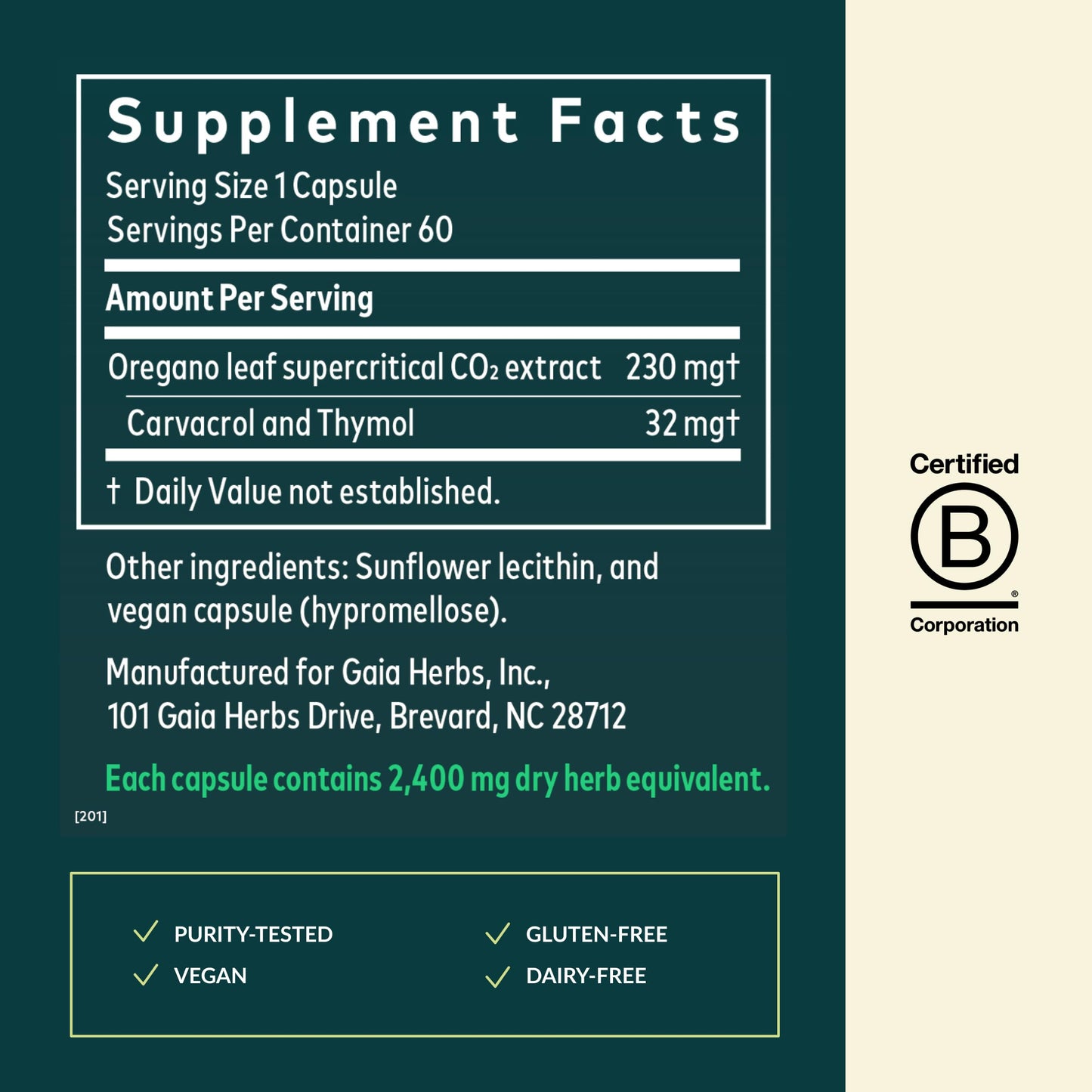 Gaia Herbs Oil of Oregano Capsules 60 Count