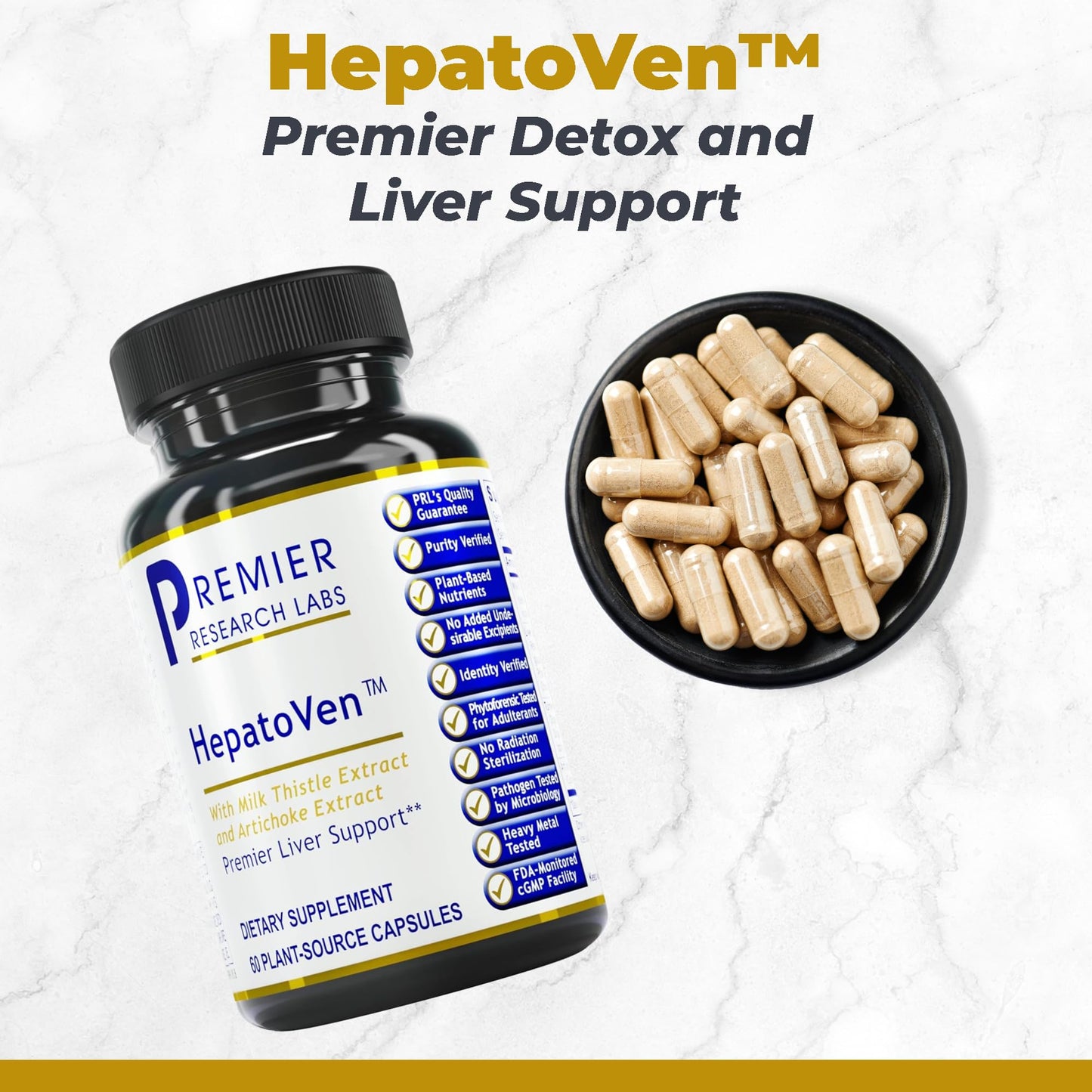 Premier Research Labs HepatoVen Milk Thistle Liver Support with Artichoke Extract Capsules, 60 Count