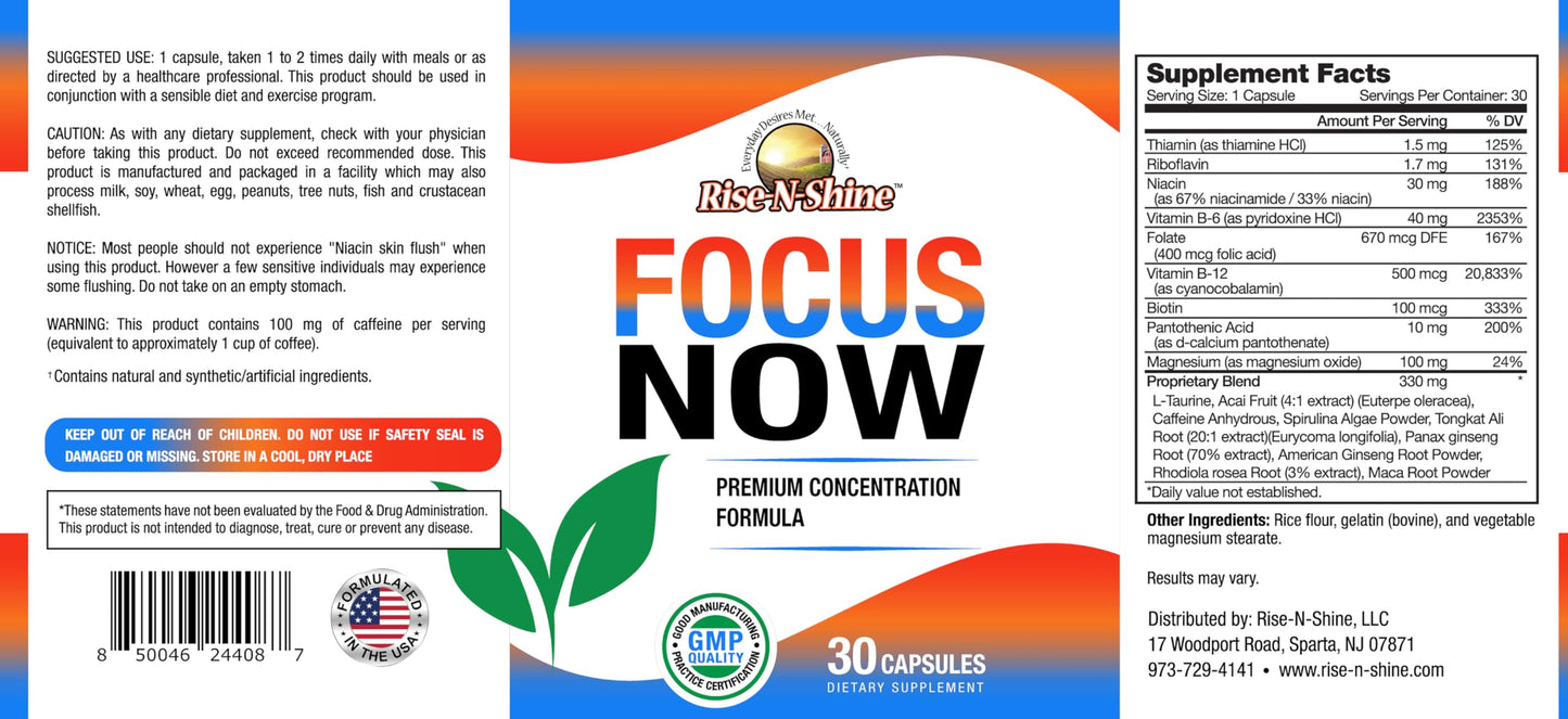 Rise-N-Shine Focus Now Support Formula Capsule 30 Count